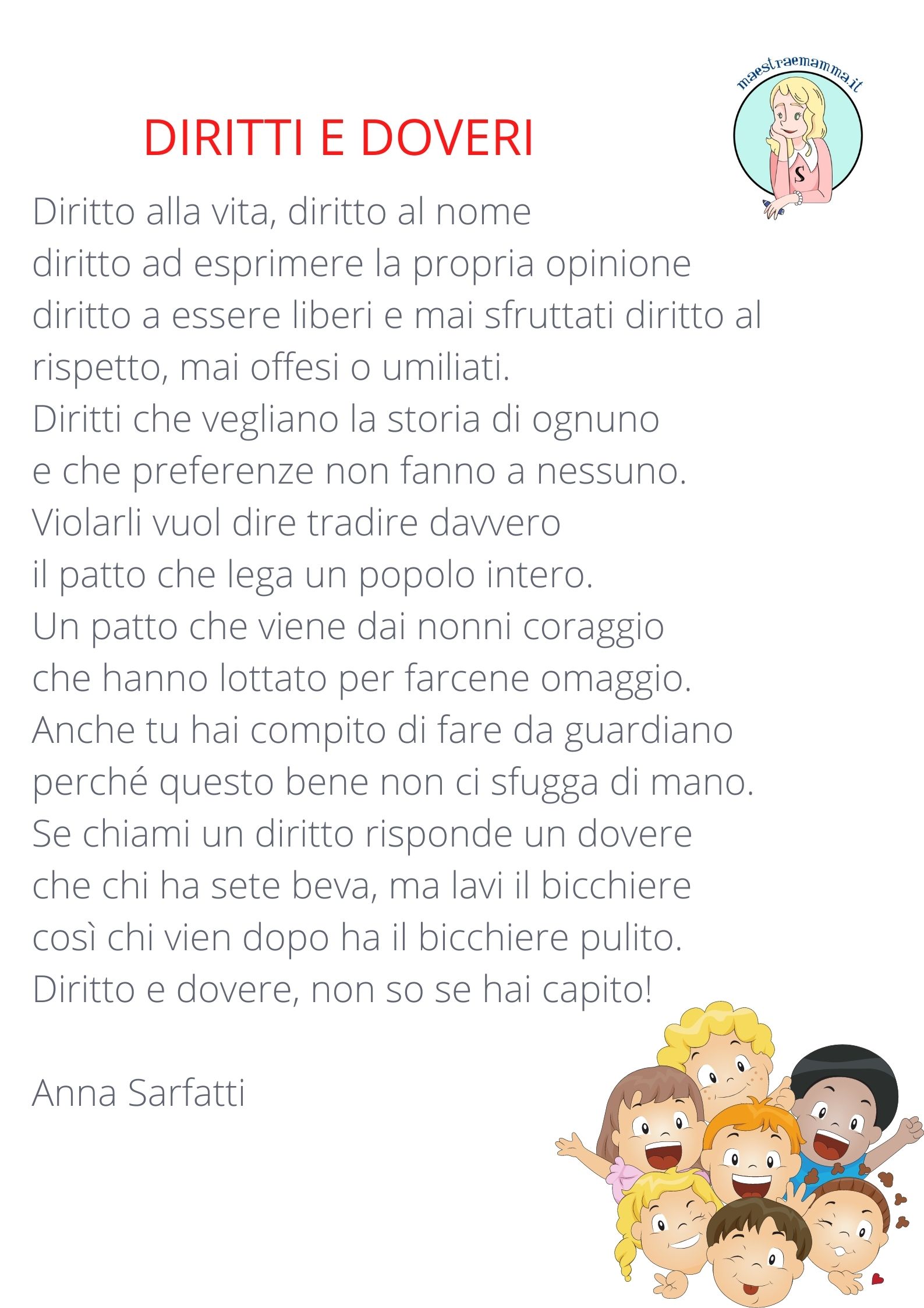 giornata nazionale dei diritti dei bambini diritti e doveri anna sarfatti