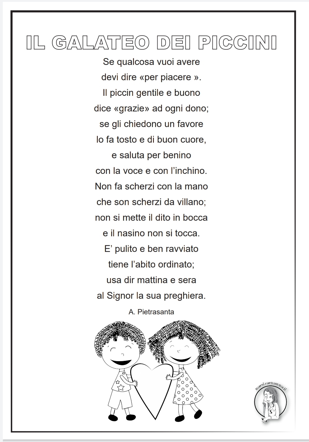 Il galateo dei piccini - poesia