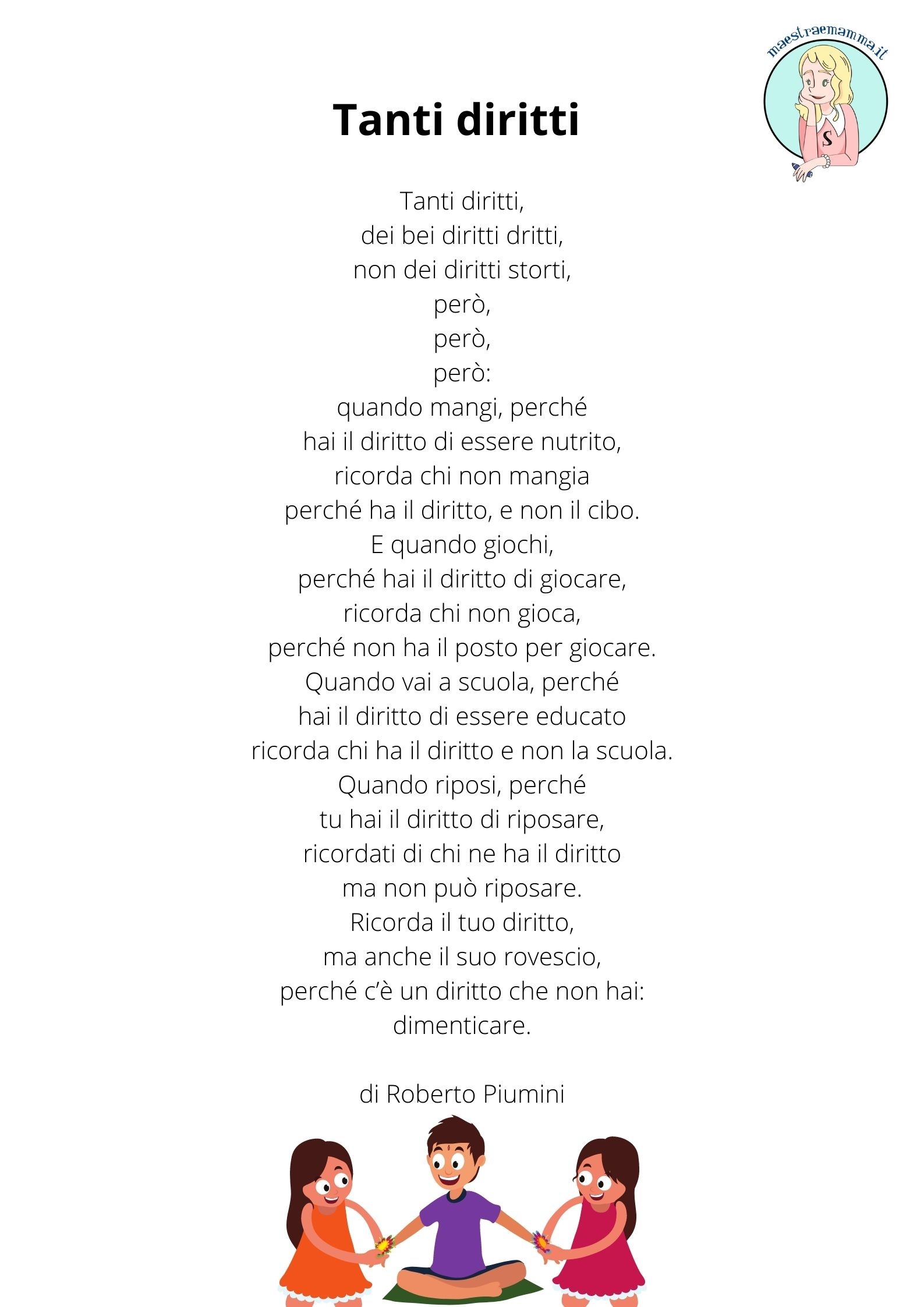 giornata mondiale dei diritti dell infanzia-Tanti diritti - poesia di Roberto Piumini