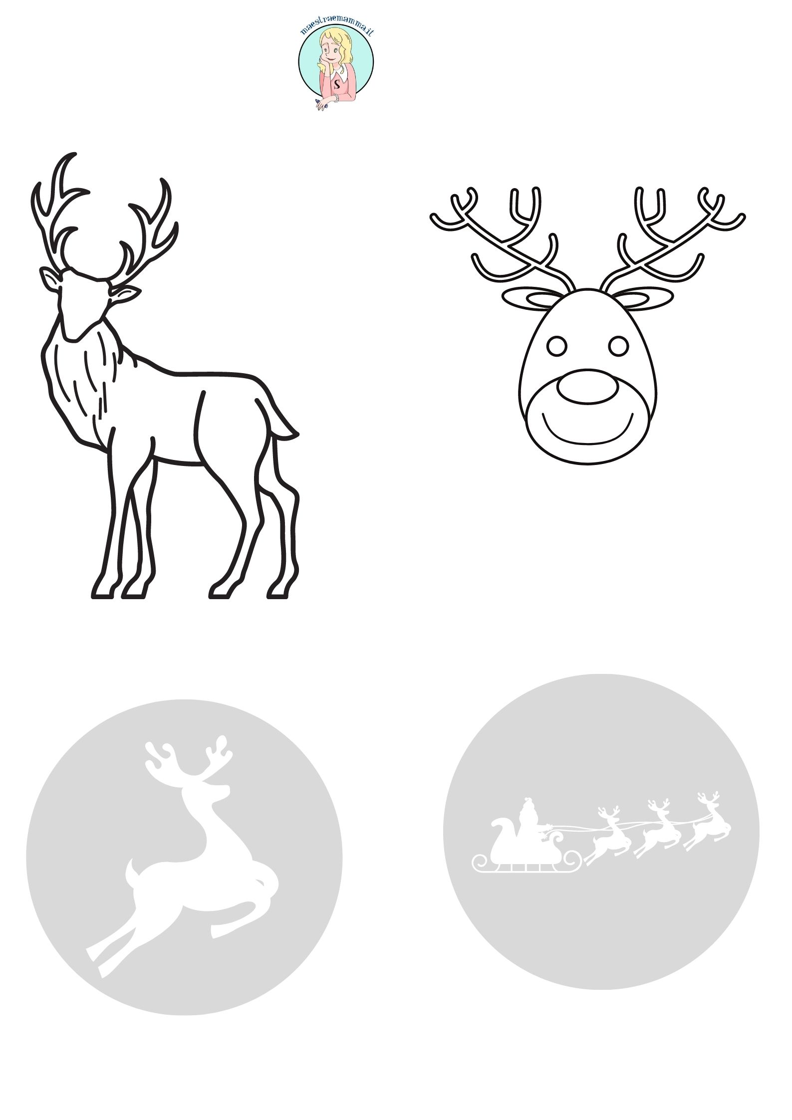 renna Disegni di Natale per bambini da colorare
