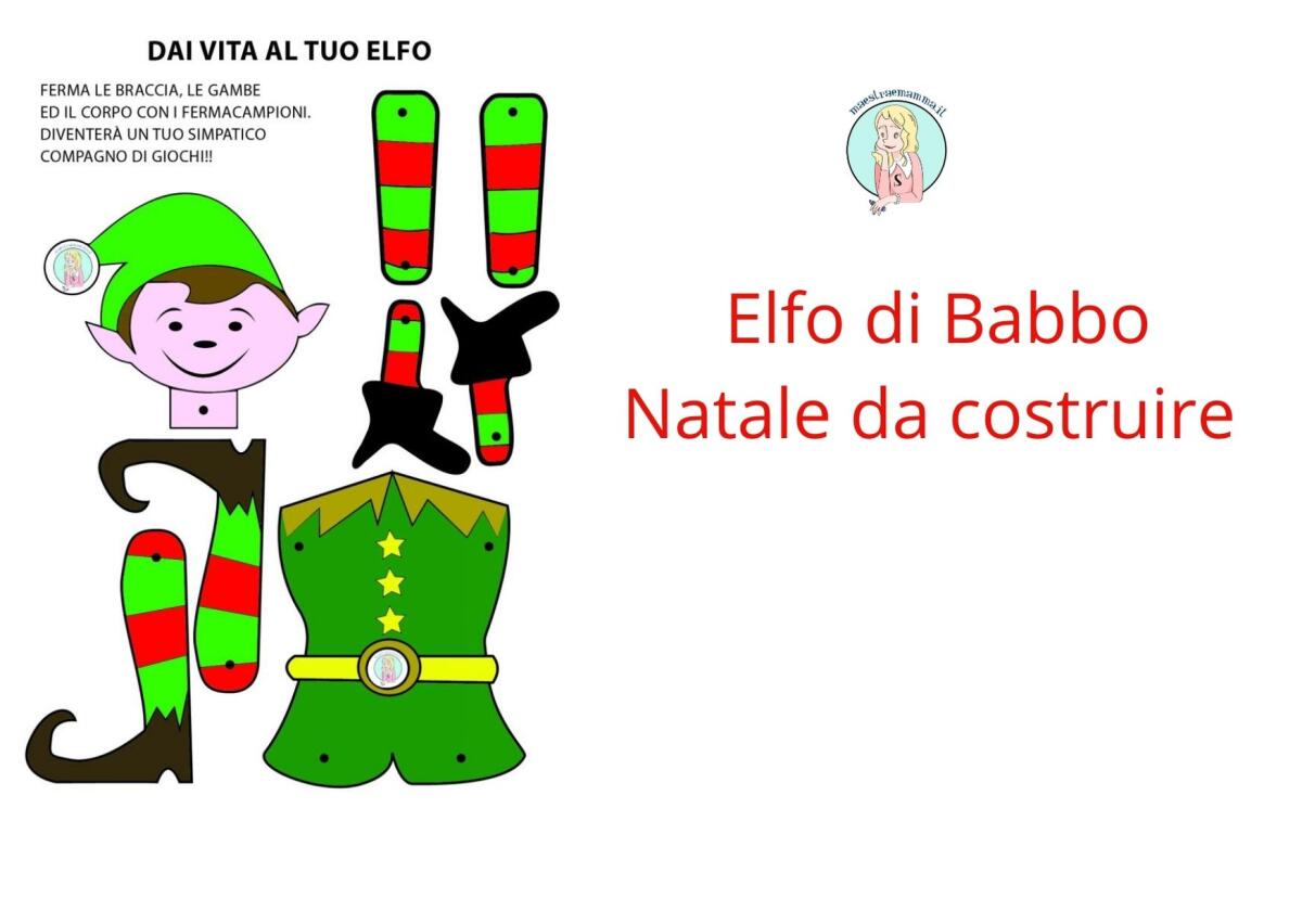 Sagome Natalizie Da Ritagliare - Elfo di Babbo Natale - 