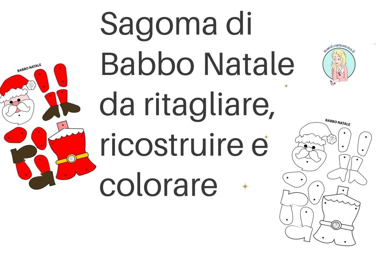 Babbo Natale da ritagliare, costruire e colorare - 