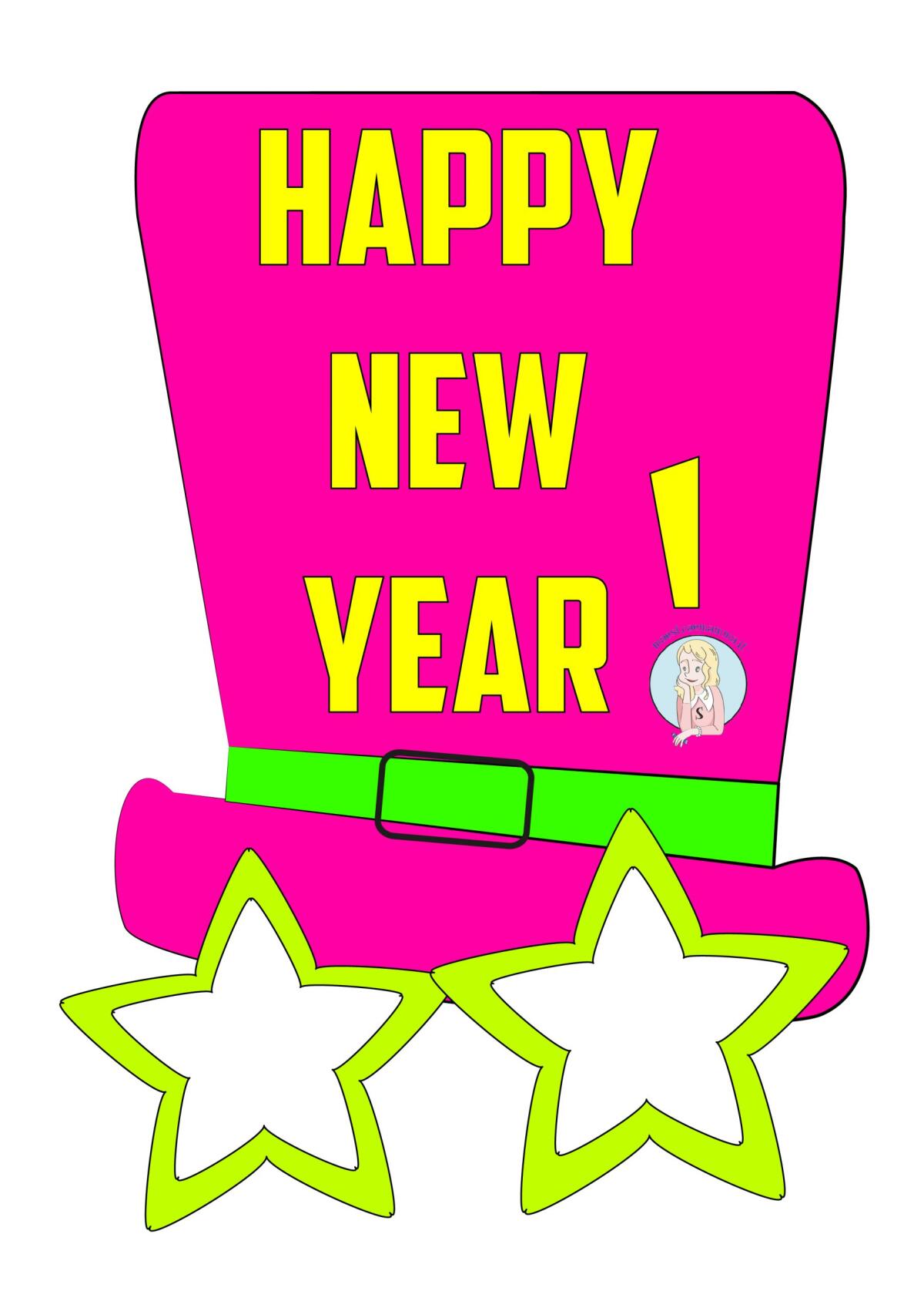 Disegni di capodanno da colorare per bambini: "Happy new year" - 