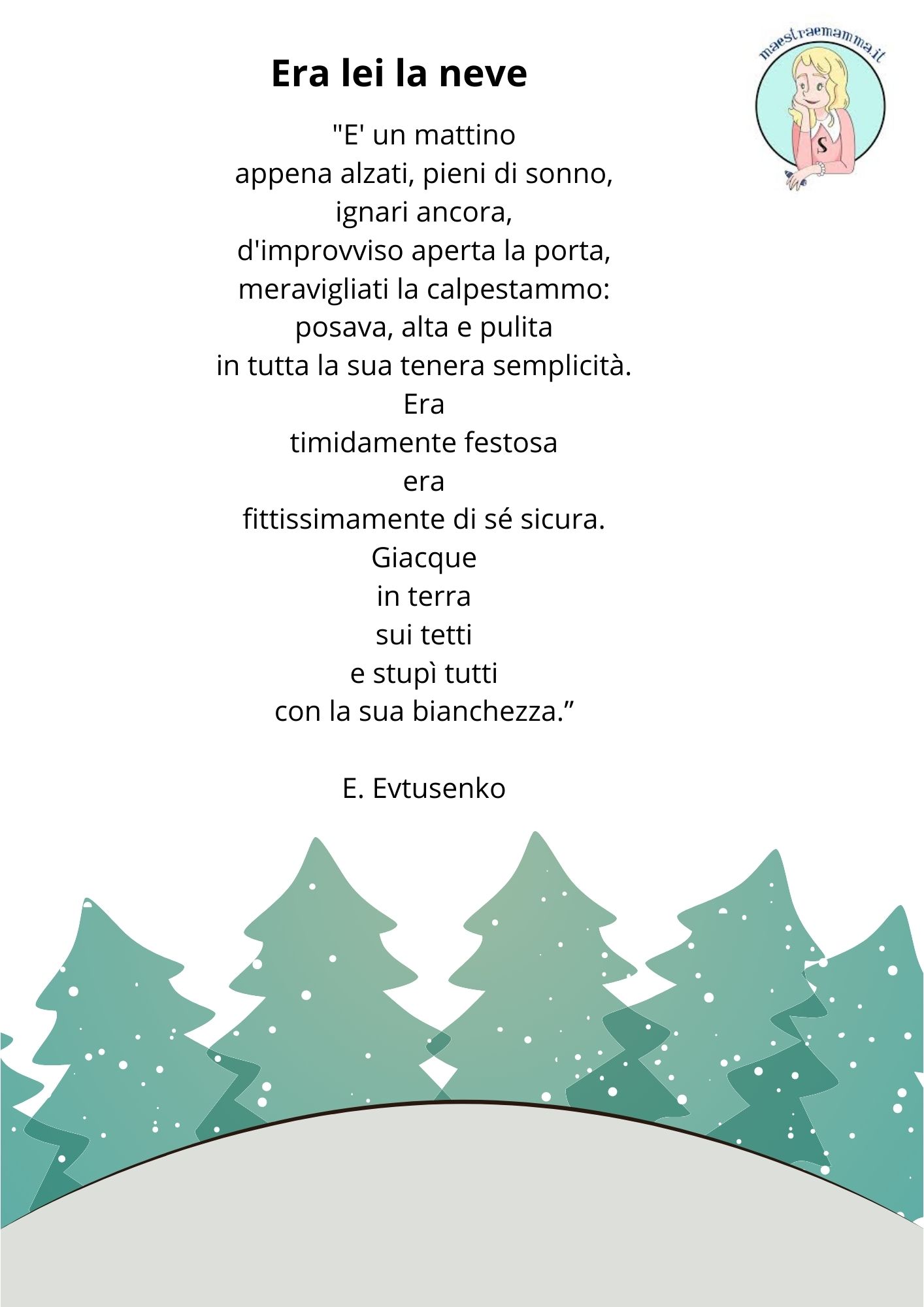 poesie sulla neve per bambini