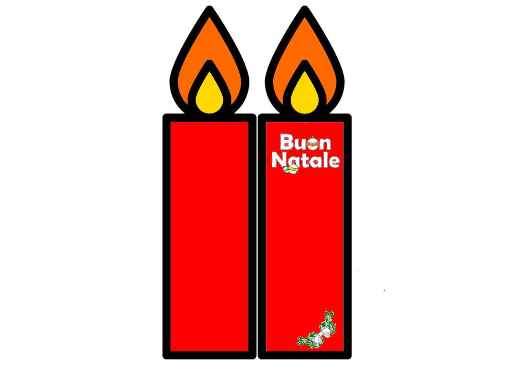 modello da scaricare per creare un biglietto di natale a forma di candele con le righe Biglietto di Natale facile con candela di carta