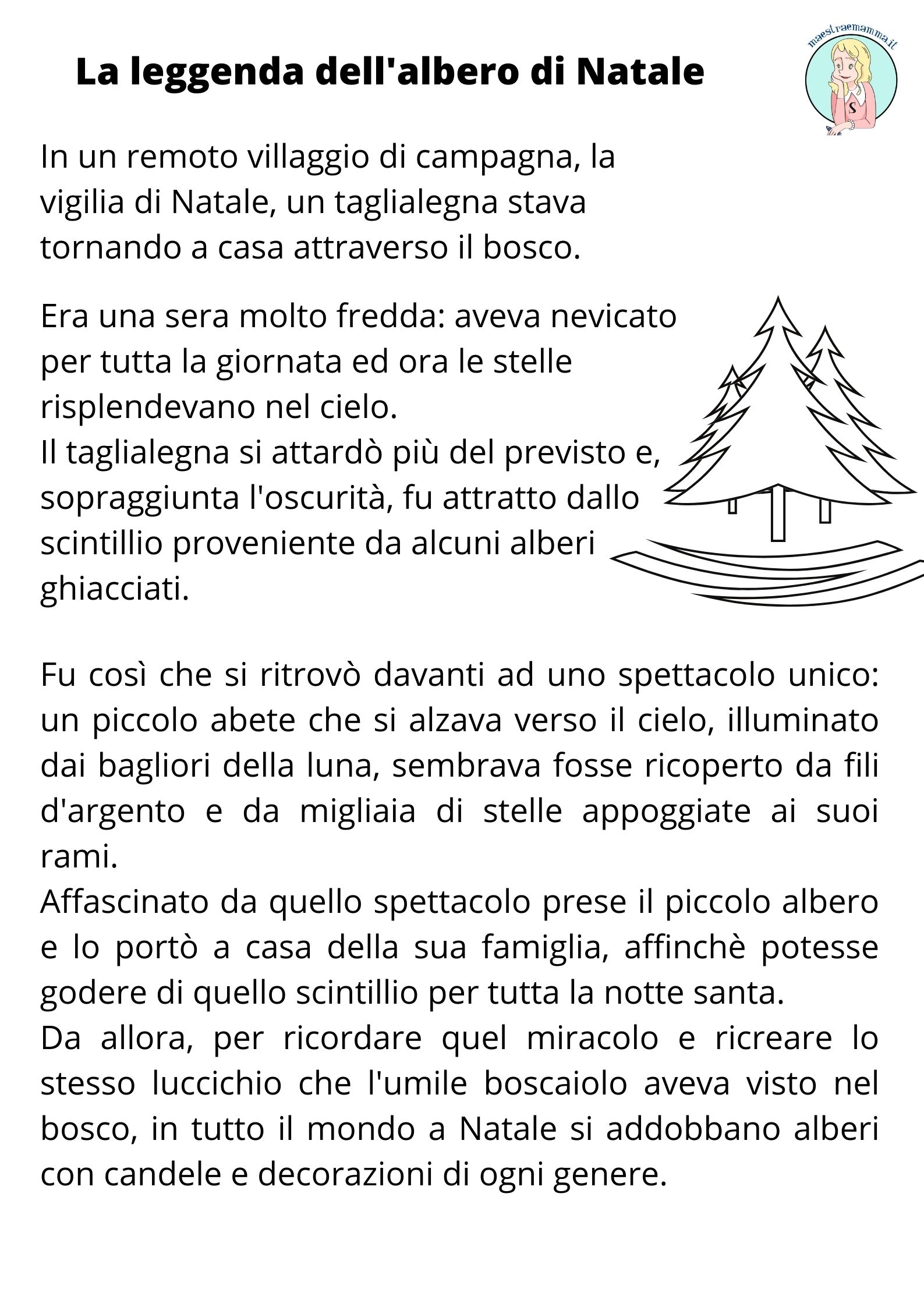 LA LEGGENDA DELL'ALBERO DI NATALE SCHEDA A COLORI