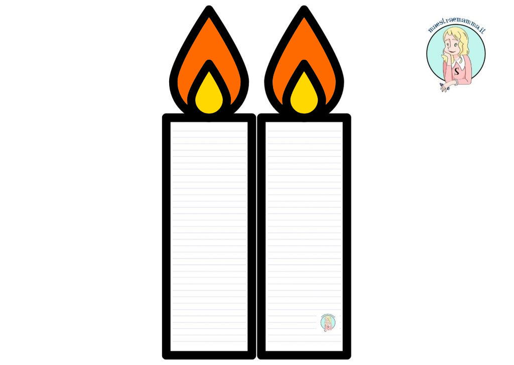 modello da scaricare per creare un biglietto di natale a forma di candele con le righe Biglietto di Natale facile con candela di carta