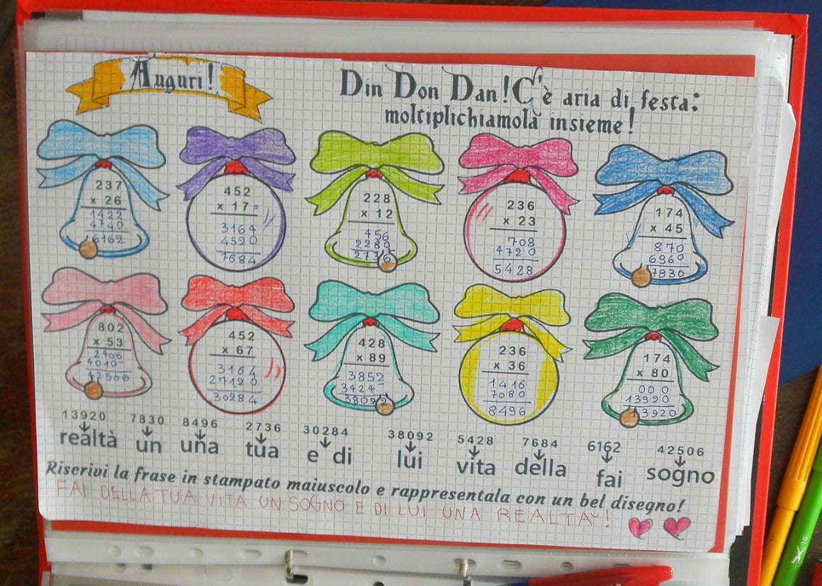 schede di matematiche classe terze e quarte natale