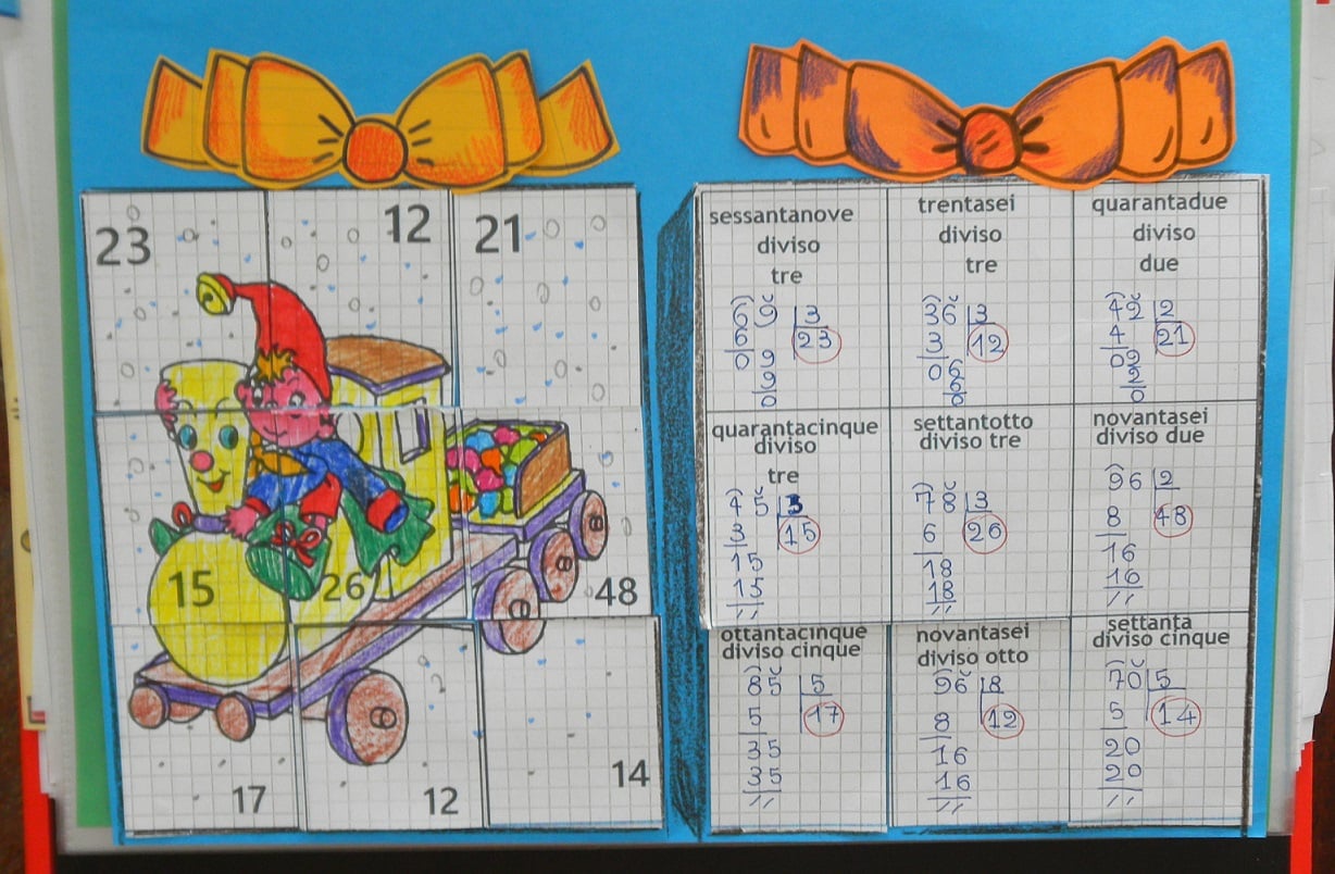 Schede e attività didattiche di matematica per scuola primaria - classe seconda a tema natalizio