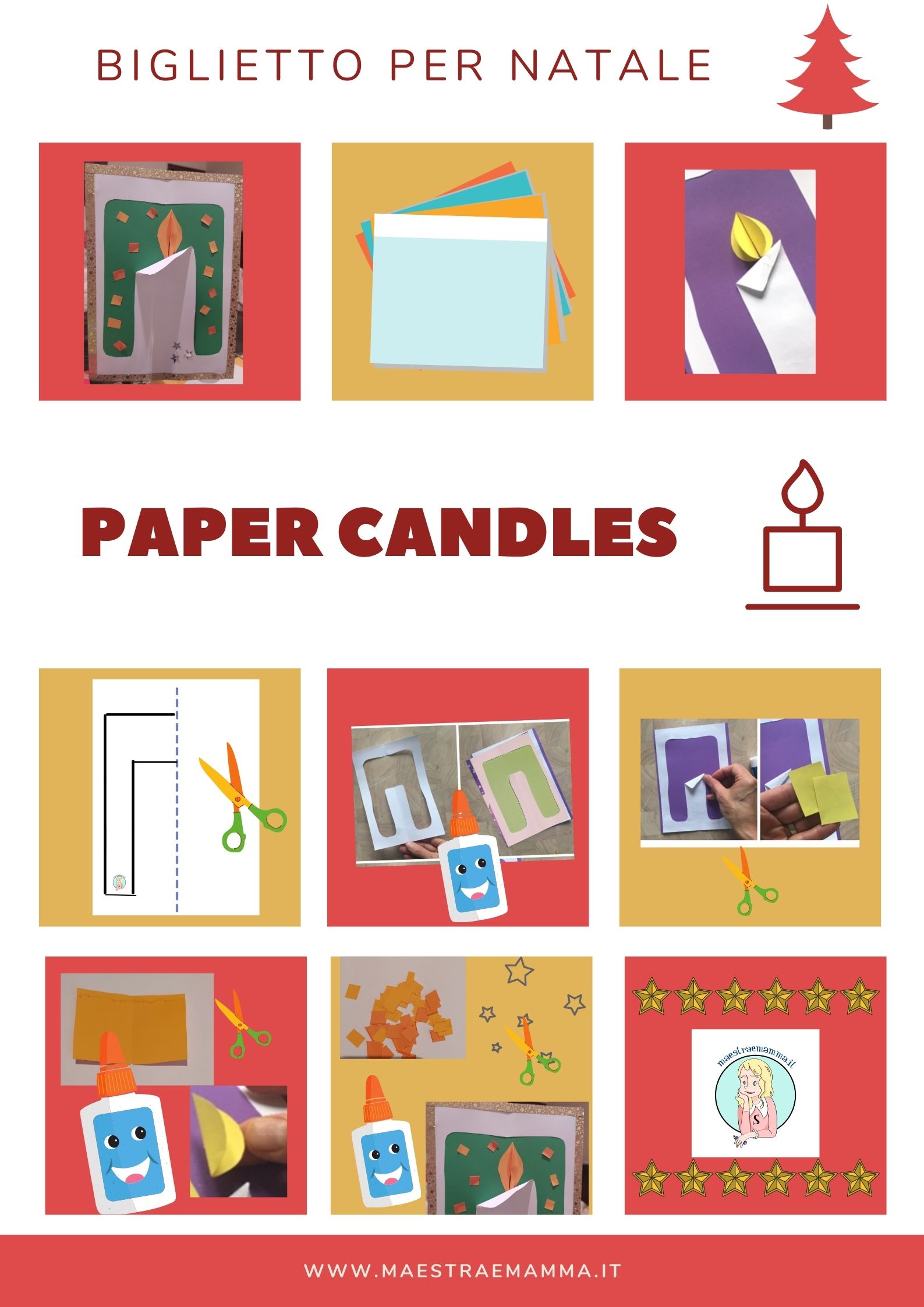 PAPER CANDLES biglietto bigliettino fai da te natale candela di carta