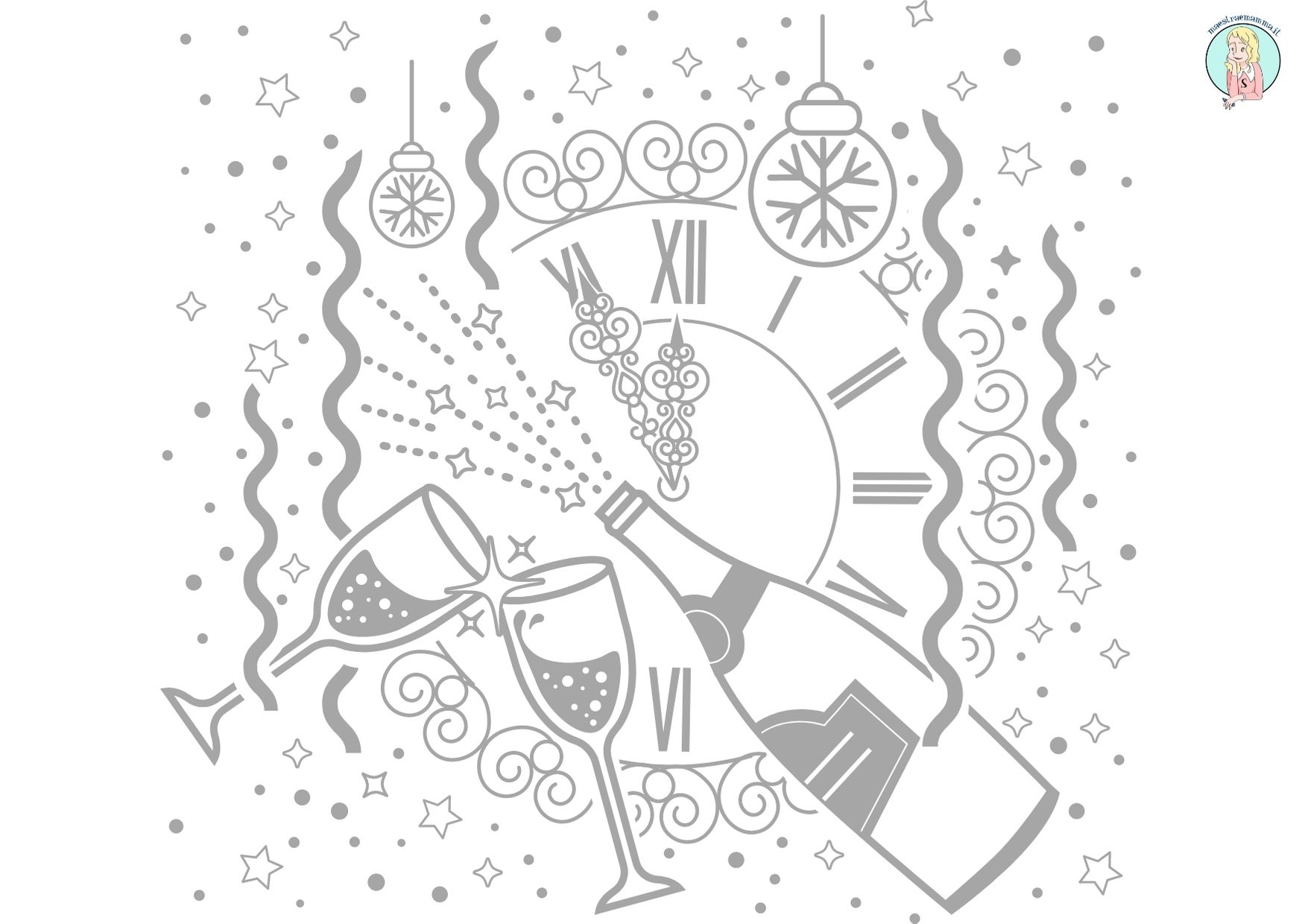 CAPODANNO: DISEGNO DA COLORARE