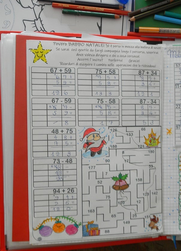 Schede e attività didattiche di matematica per scuola primaria - classe seconda a tema natalizio