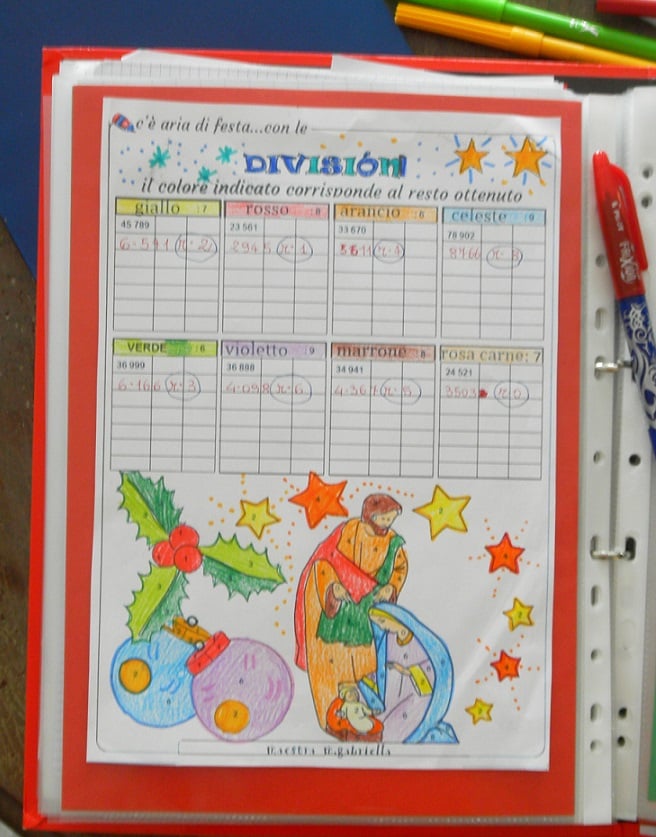 schede di matematiche classe terze e quarte natale