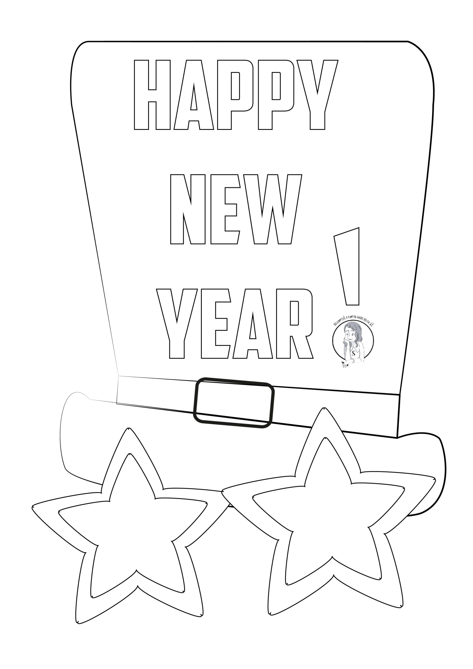 disegni capodanno bambini da colorare per bigliettino happy new year buon anno