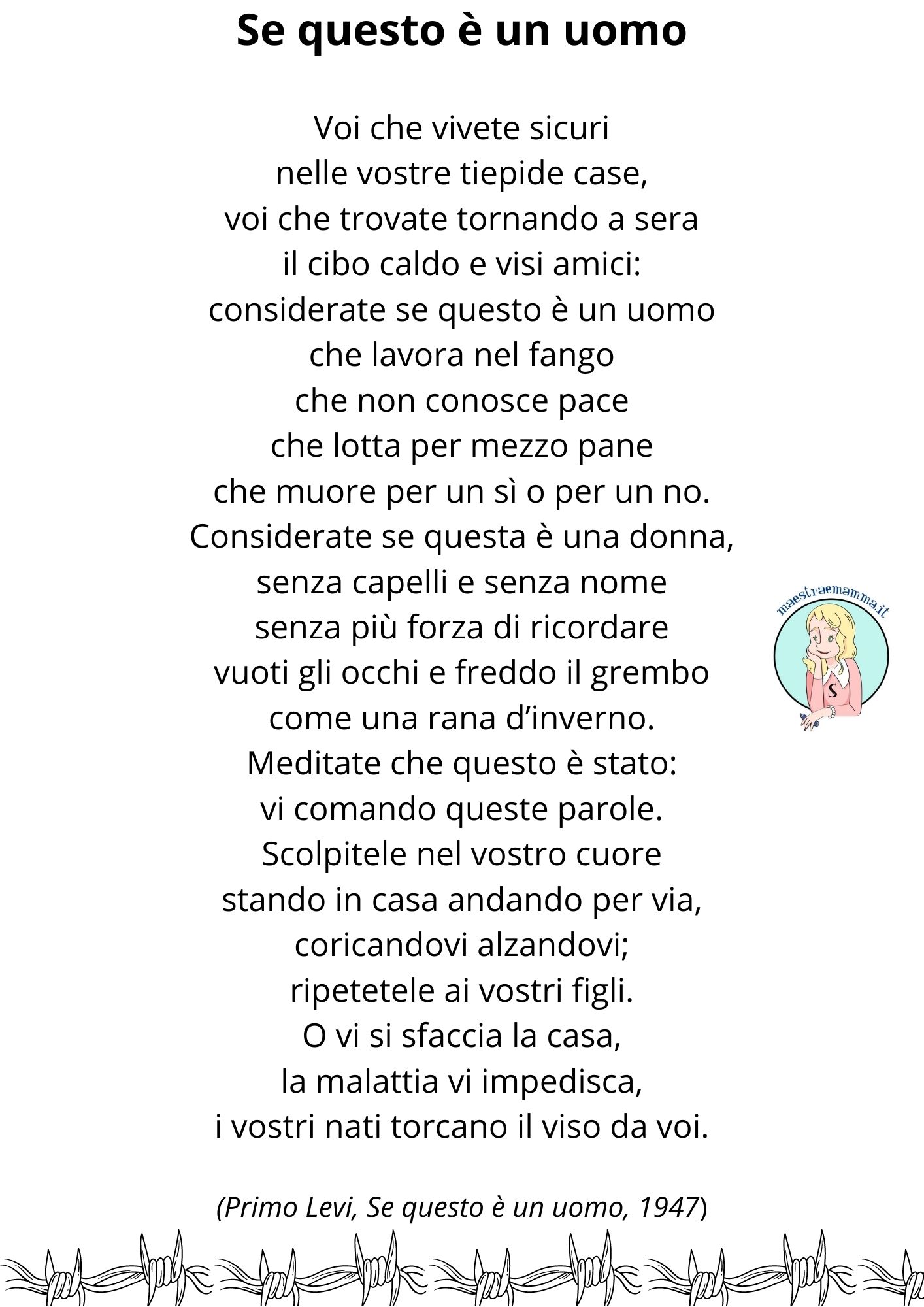 se questo è un uomo poesia olocausto