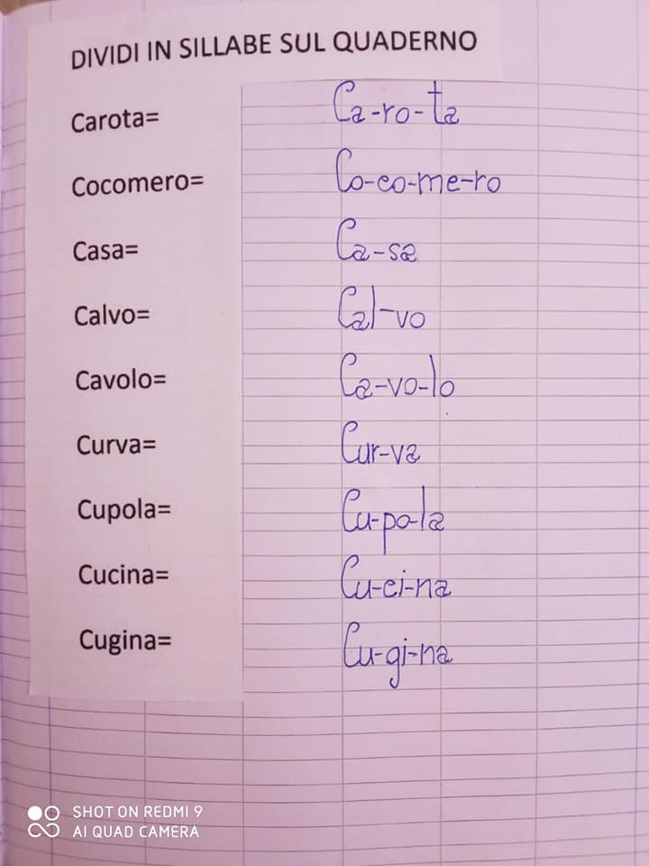 divisione in sillabe schede didattiche scuola primaria dettato ortografico suoni duri ca co cu