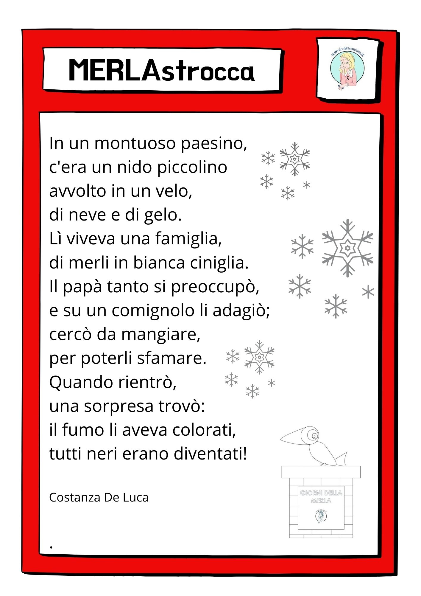 merlastrocca filastrocca per i giorni della merla scheda disegno storia Filastrocca giorni della merla per bambini