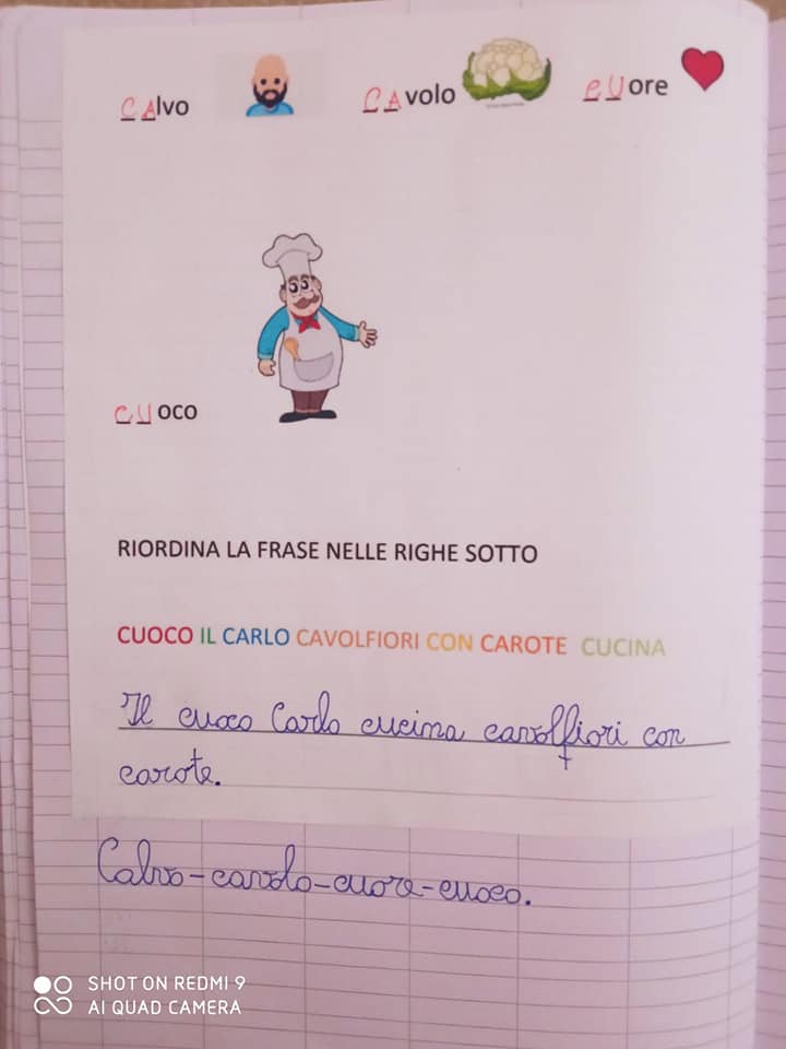 schede didattiche scuola primaria dettato ortografico suoni duri ca co cu