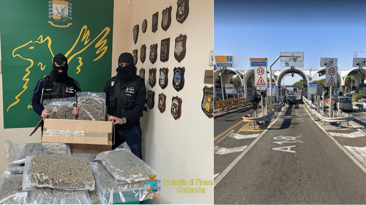 Fermato al casello autostradale alla guida di un furgone commerciale, al suo interno la GdF trova 14 kg di marijuana - 