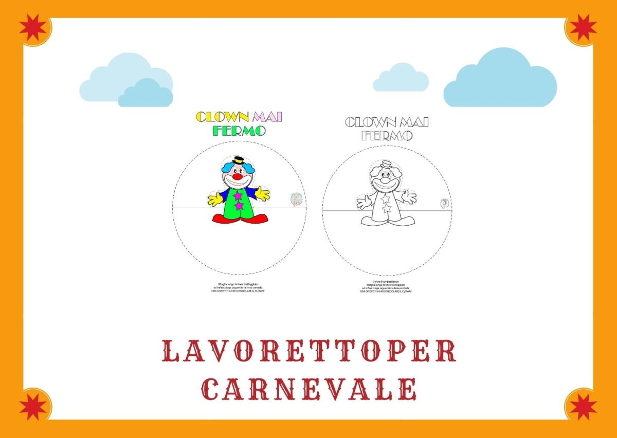 Lavoretto di Carnevale per bambini: semplice clown che dondola - 
