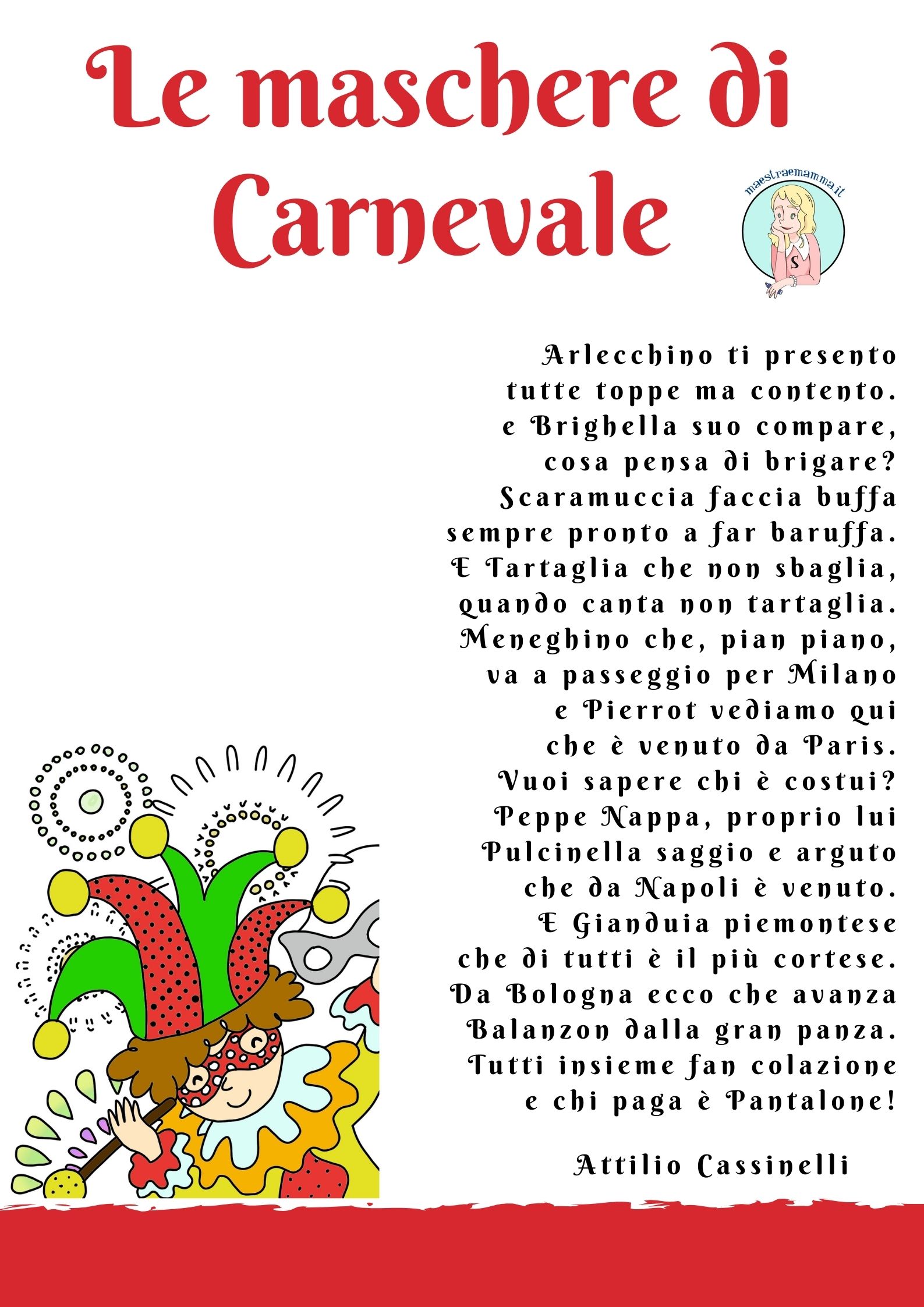 le maschere di carnevale poesia