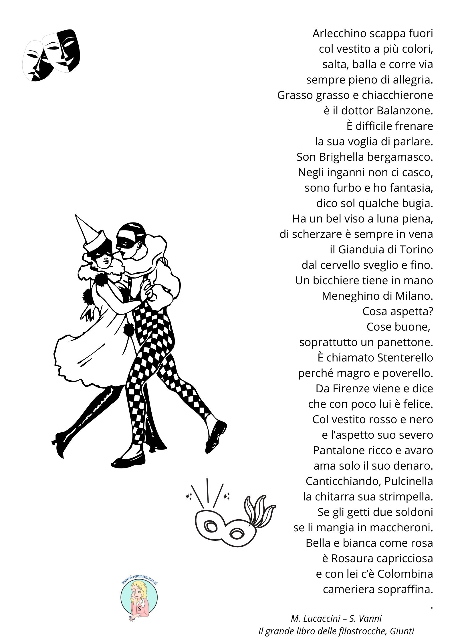le maschere di carnevale scheda didattica