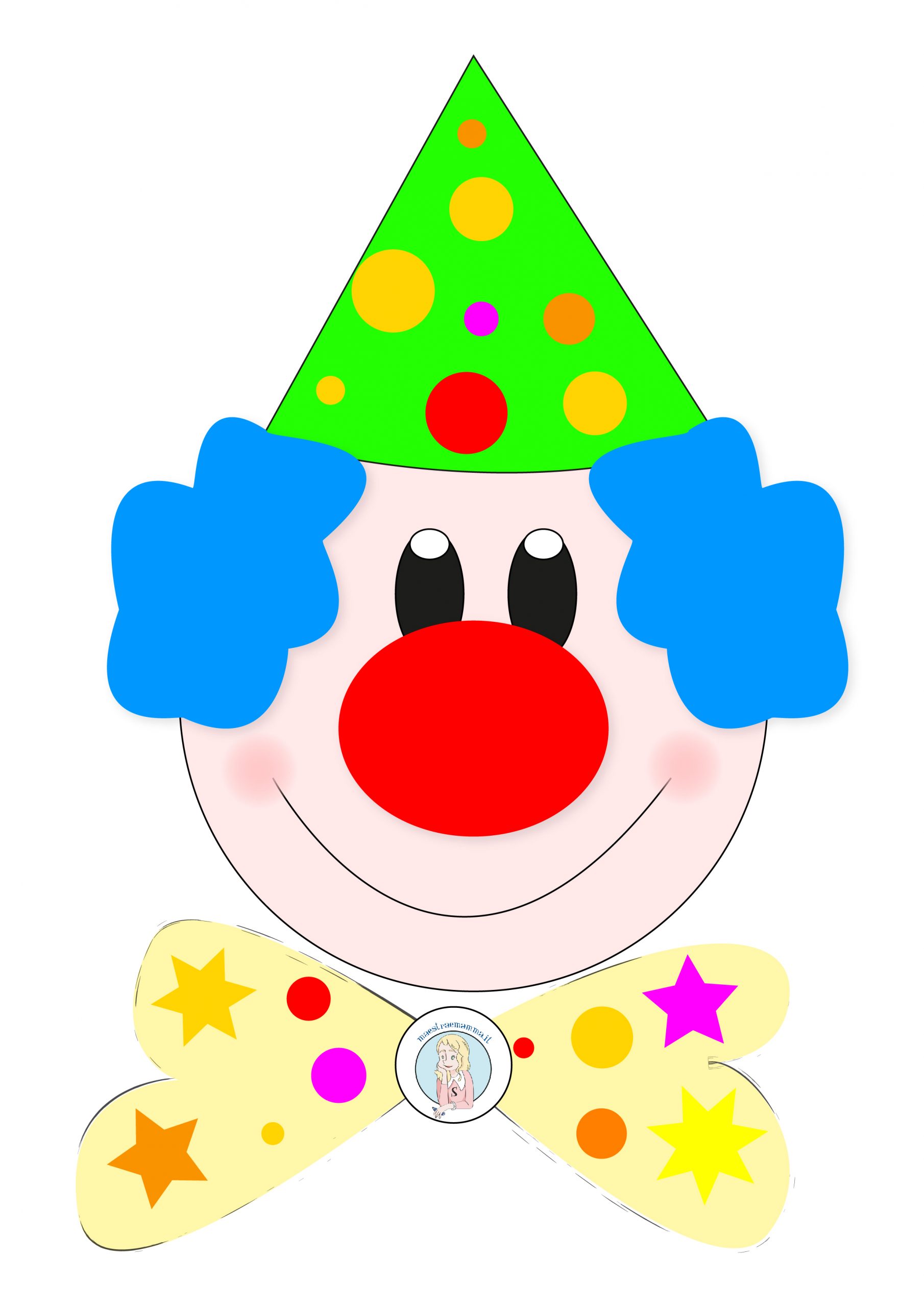 disegno carnevale pagliaccio da stampare ritagliare maschera