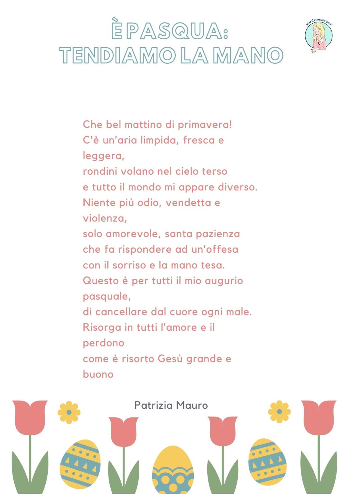Filastroccca di Pasqua per bambini - E' Pasqua: tendiamo la mano - 