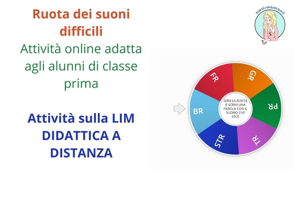 Esercizi di lettura per bambini - Ruota dei suoni difficili (FR-GR-PR-TR-BR-STR) - 