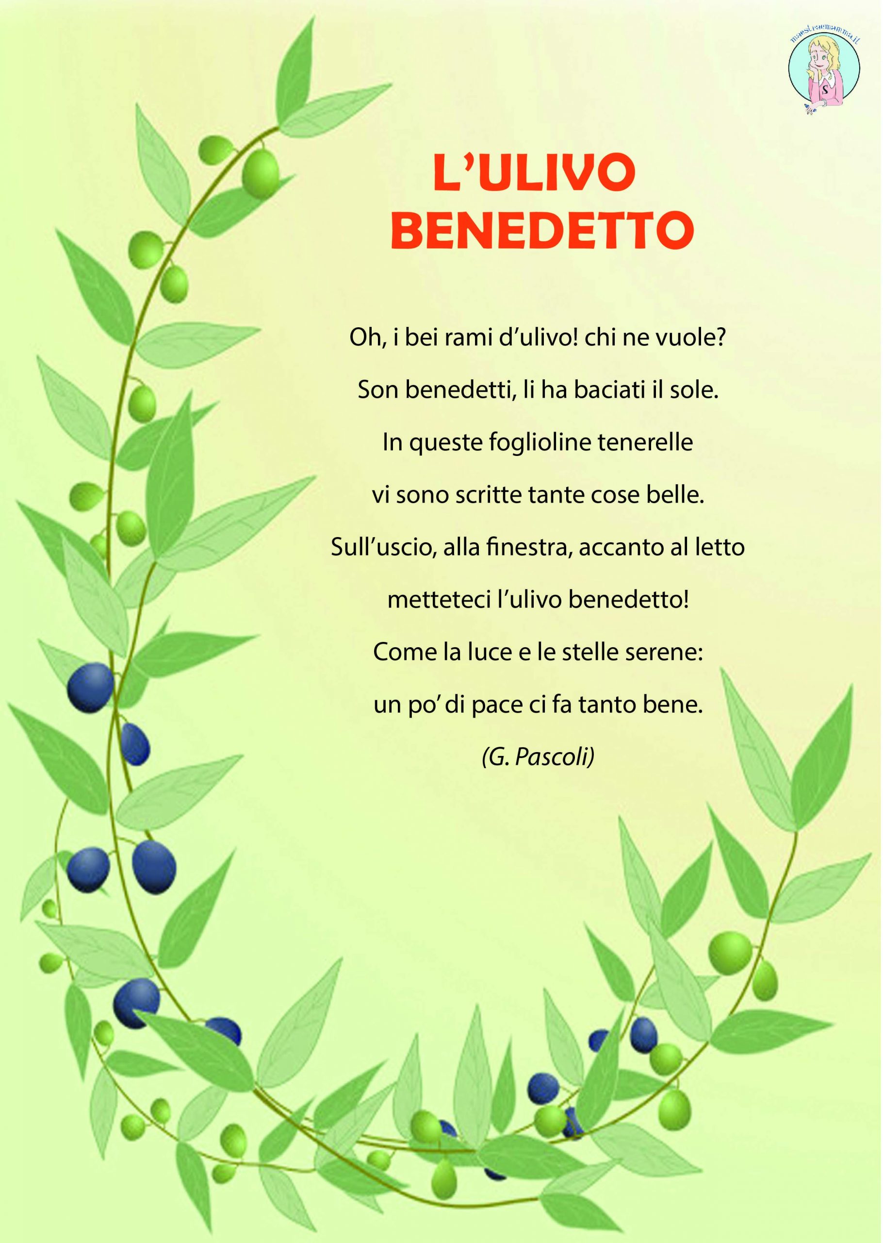 poesia di pasqua l-ulivo benedetto di Giovanni Pascoli