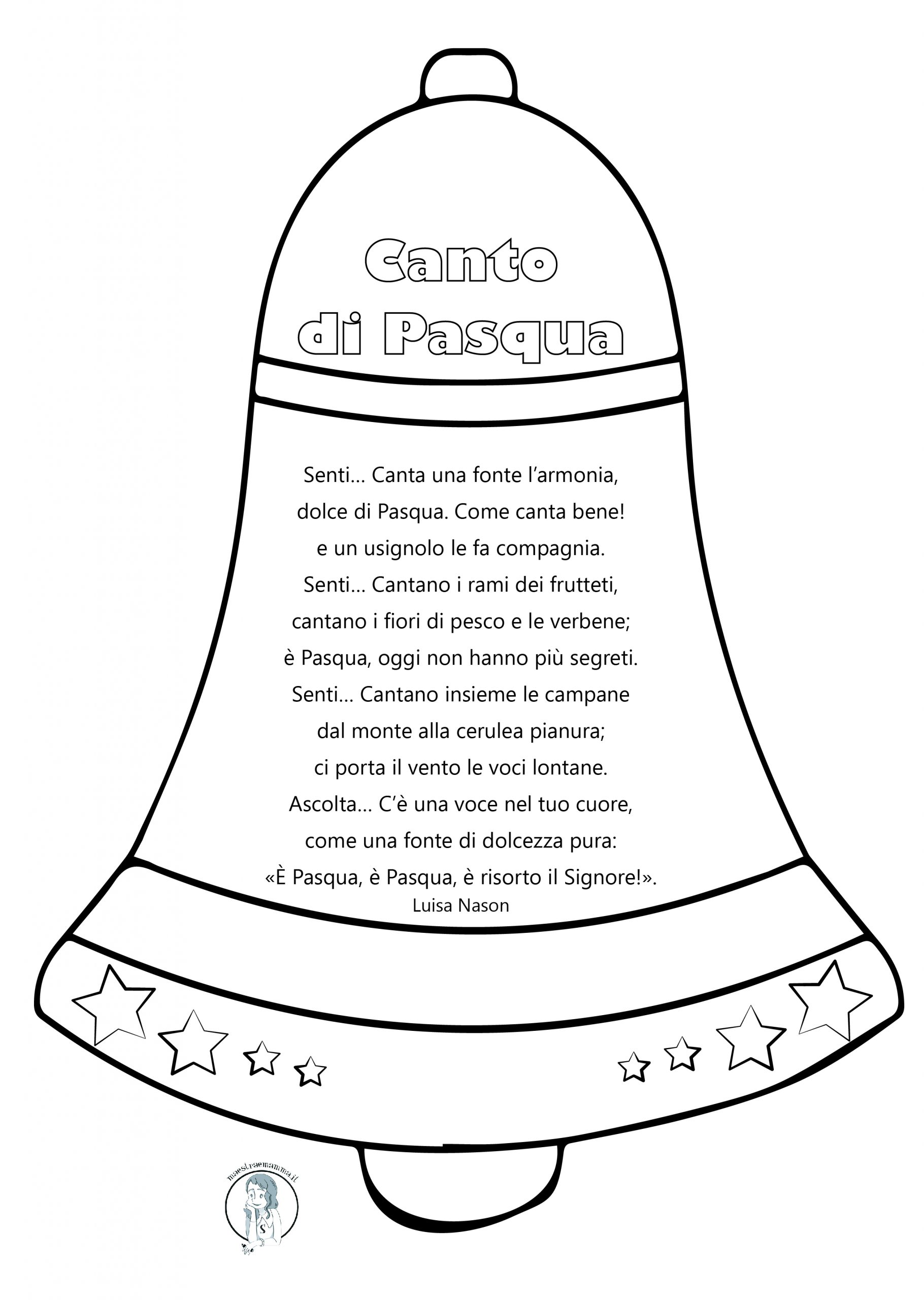 poesia canto di pasqua di Luisa Nason con campana in bianco e nero