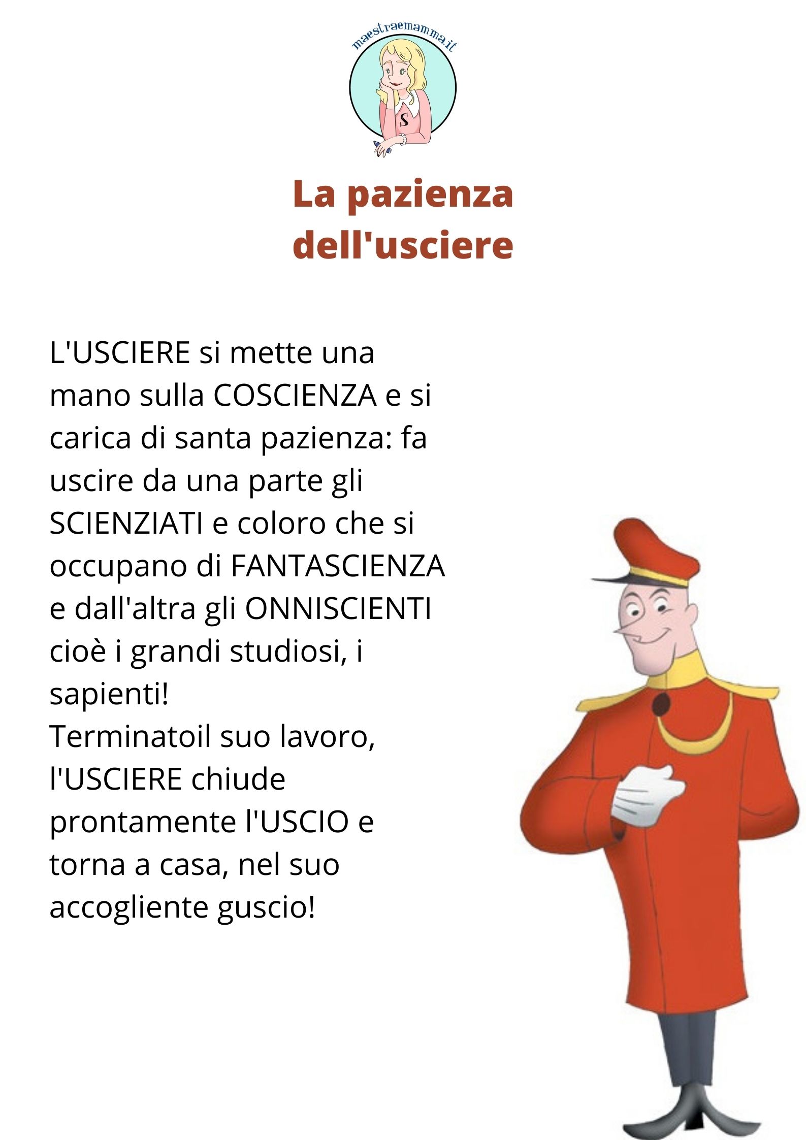 La pazienza dell'usciere - dettato ortografico suono SCIE