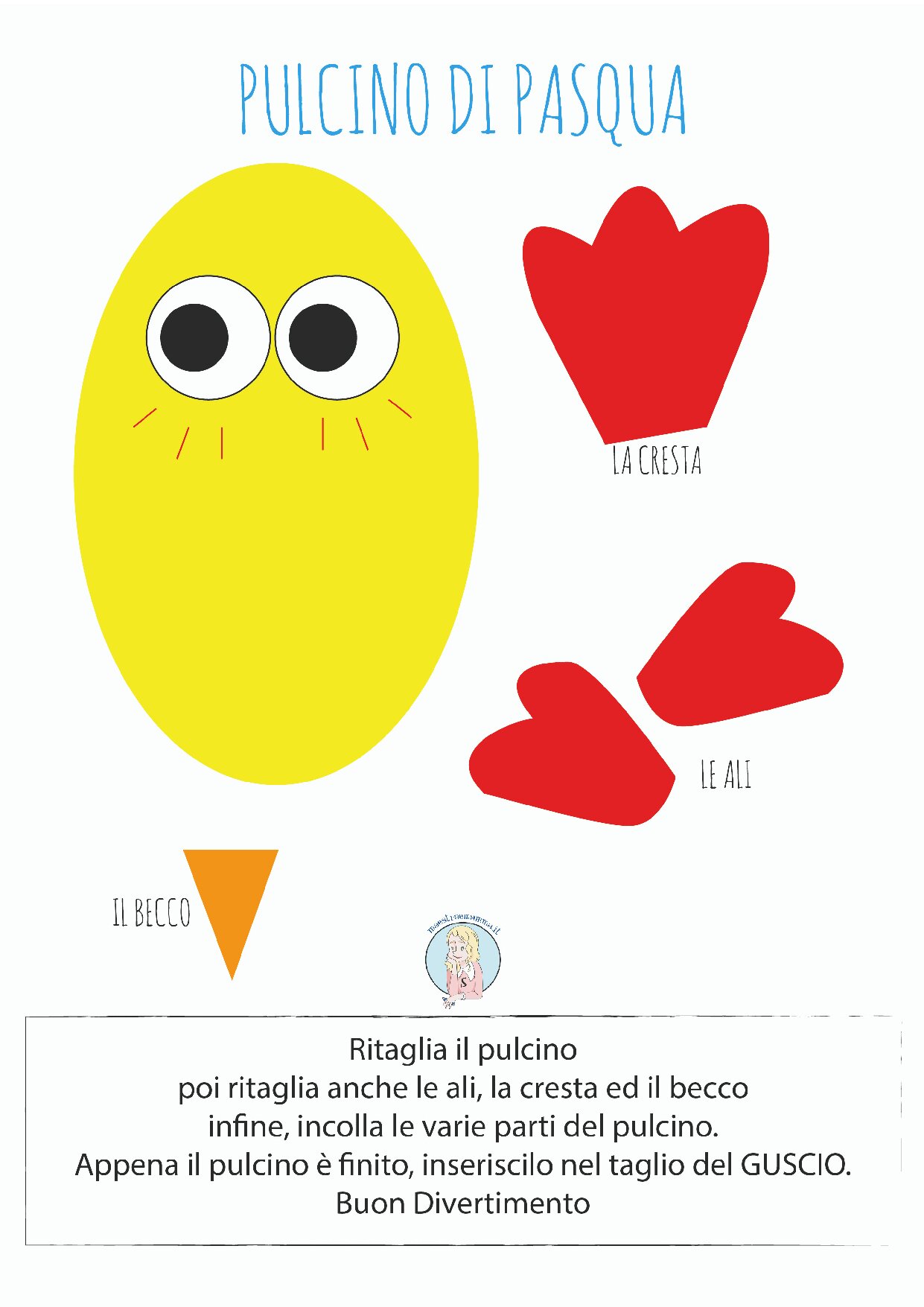 PDF con tutte le immagini pubblicate per creare il tuo pulcino