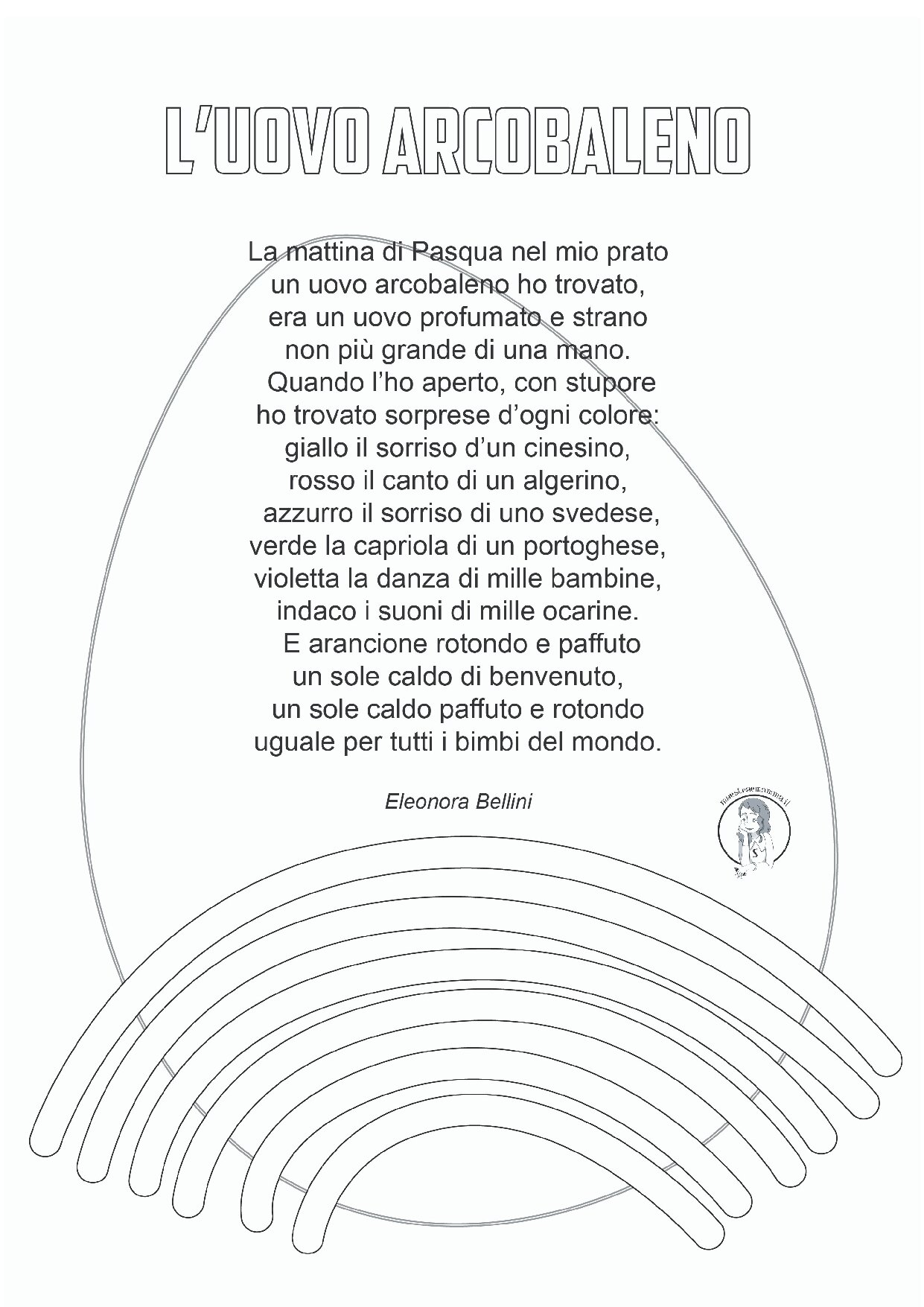 PDF - L'uovo arcobaleno - poesia di Pasqua per bambini in bianco e nero