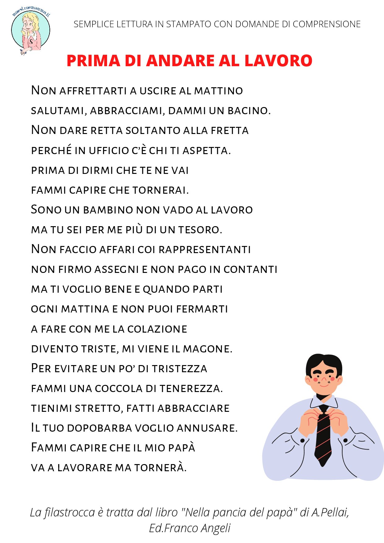 PDF lettura in stampato maiuscolo "Prima di andare al lavoro" di Alberto Pellai