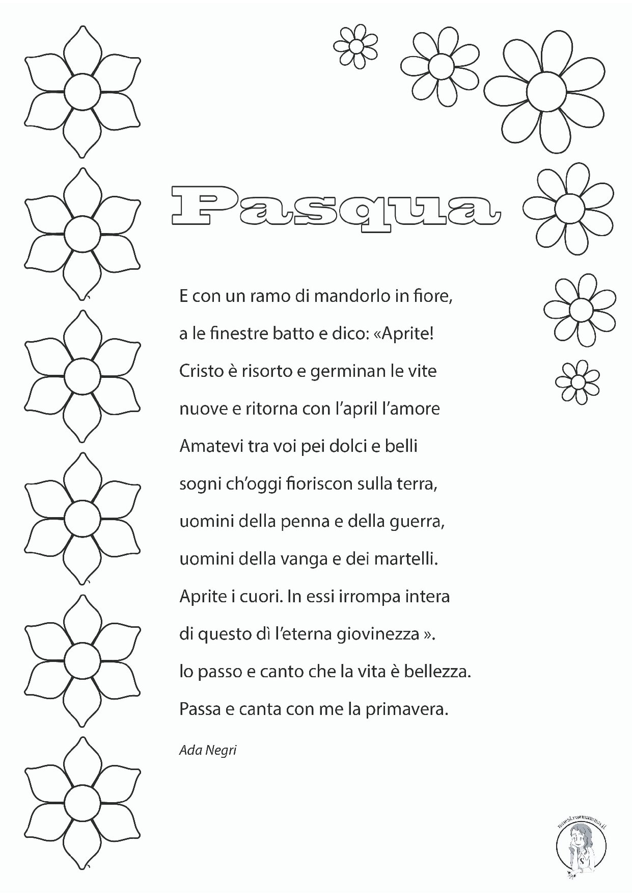 PDF poesia di Ada Negri in bianco e nero