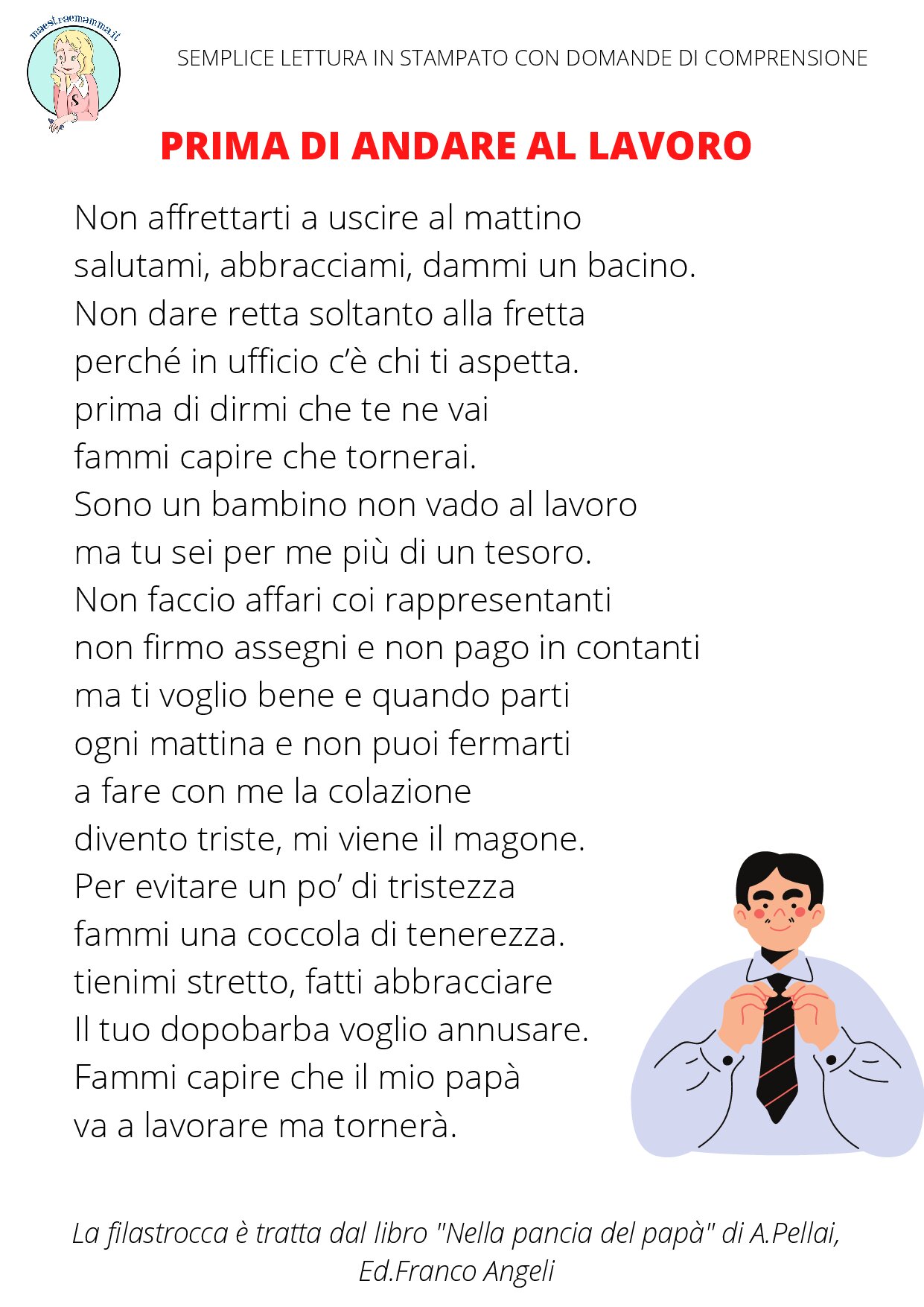 PDF lettura in stampato minuscolo "Prima di andare al lavoro" di Alberto Pellai