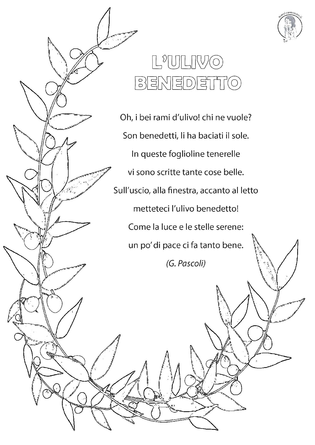2. PDF - Poesia di Pasqua: "L'ulivo benedetto" di Giovanni Pascoli in bianco e nero