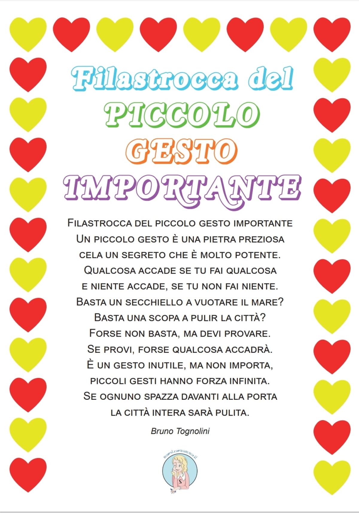 Filastrocca del piccolo gesto importante di Bruno Tognolini - 