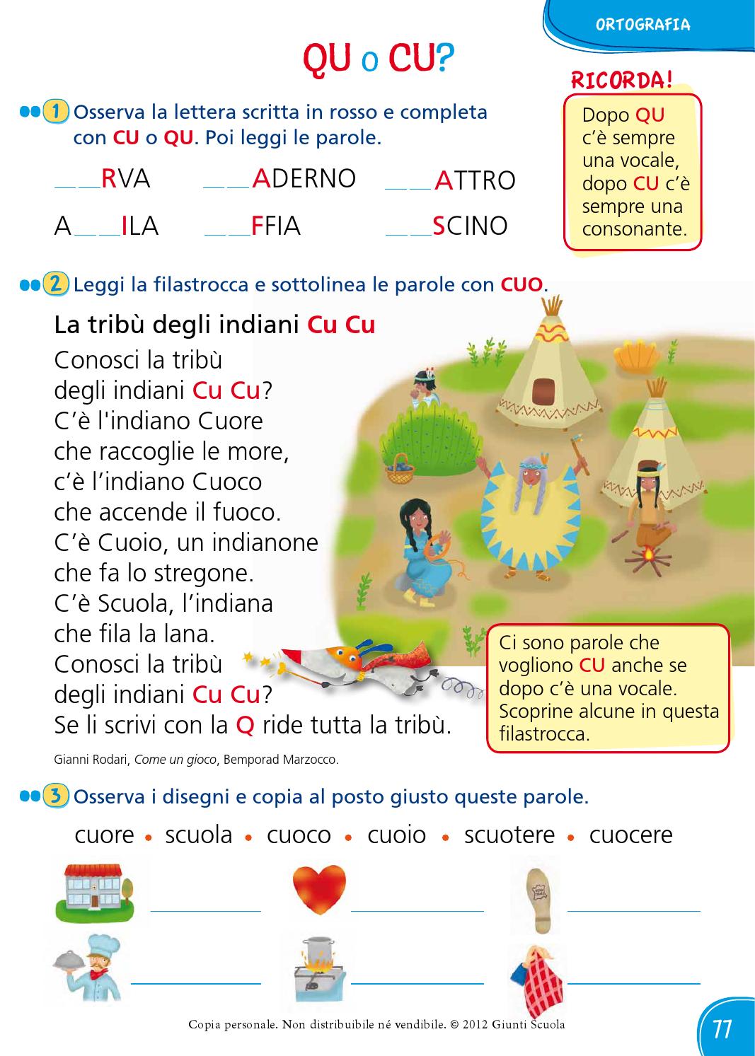 La tribù degli indiani Cucù di Gianni Rodari da stampare