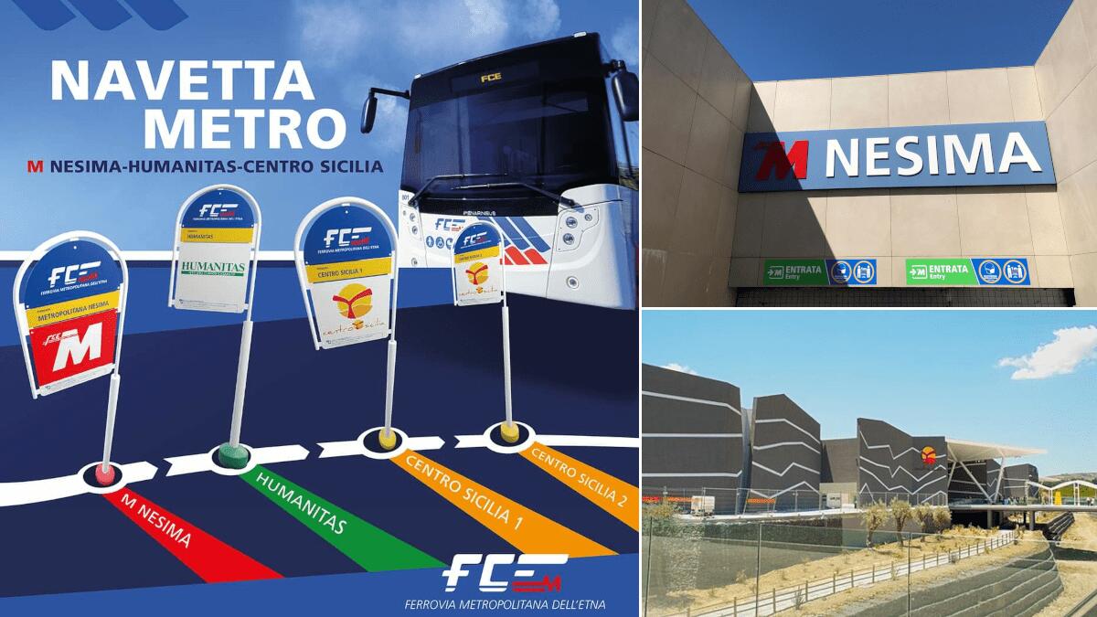 Metropolitana: nuova navetta bus di collegamento tra la fermata Nesima e i poli Humanitas e Centro Sicilia - 