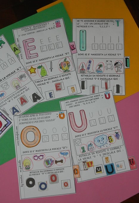 come insegnare le vocali attività immagini del quaderno a e i o u schede didattiche classe prima italiano