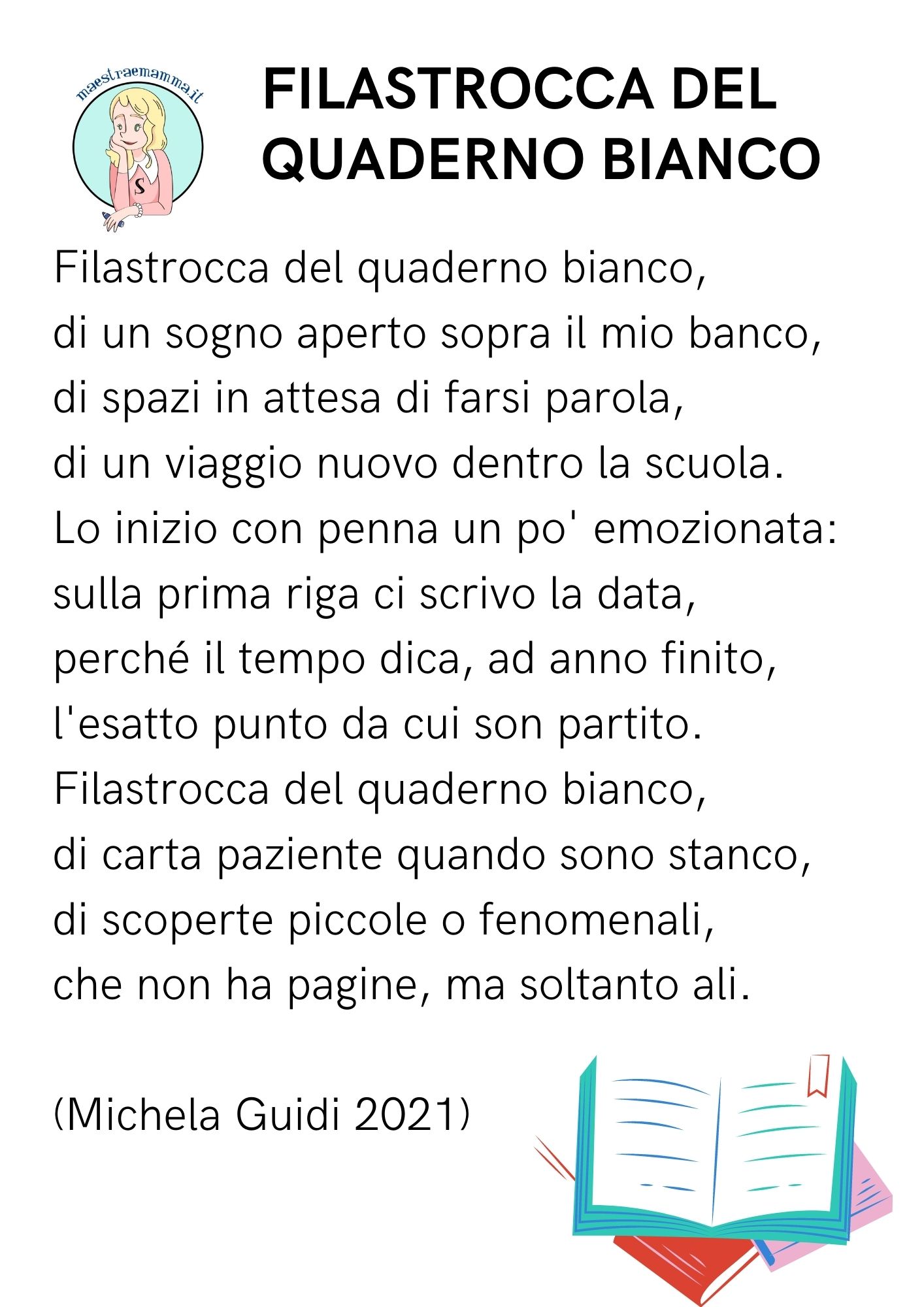 FILASTROCCA DEL QUADERNO BIANCO di Michela Guidi