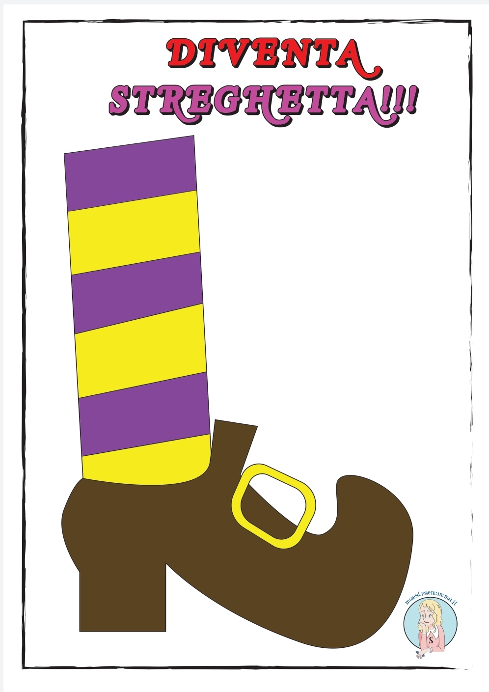 scarpa da strega a colori Disegni e sagome per Halloween per bambini