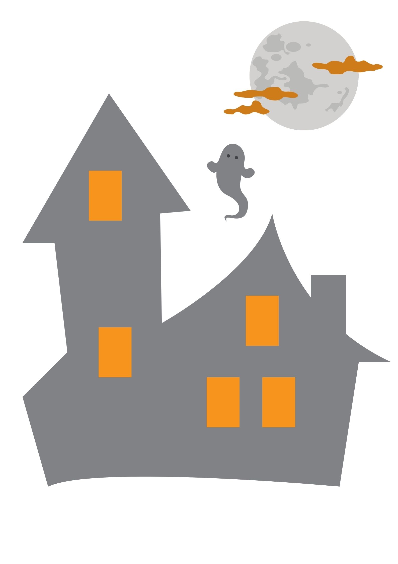 Disegni e sagome per Halloween per bambini casa dei fantasmi