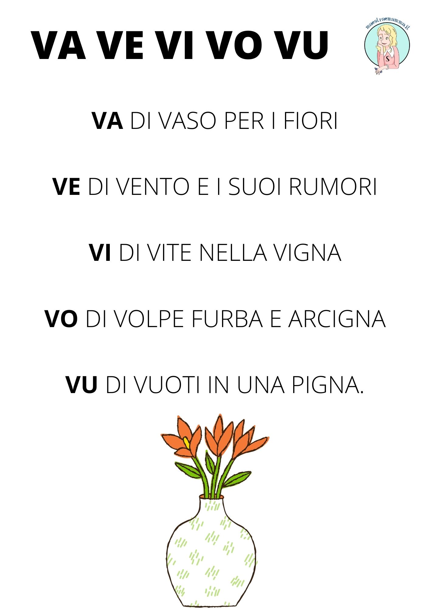 poesia e filastrocca per la scuola classe prima