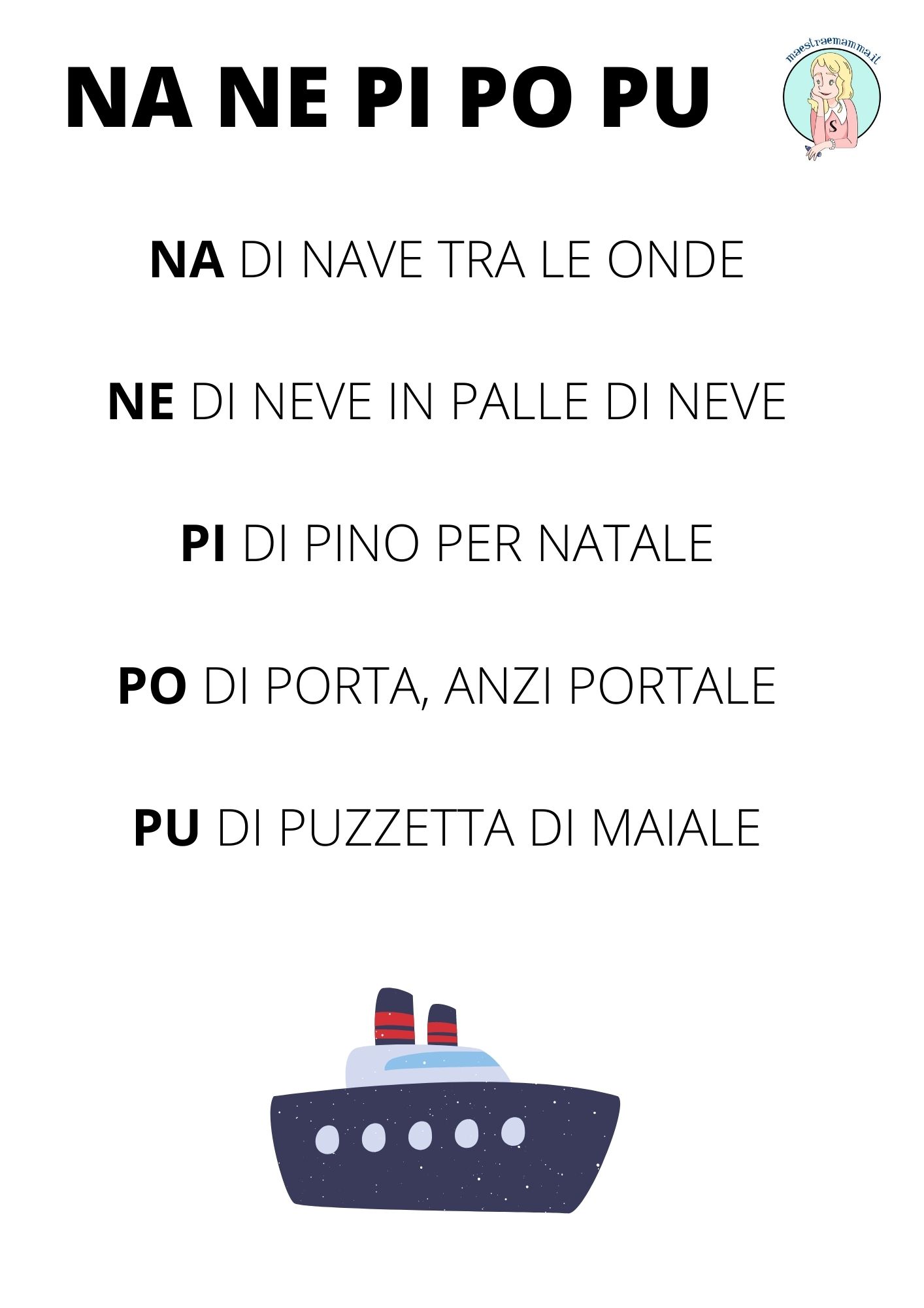 na ne ni no nu filastrocca scuola primaria attività parole