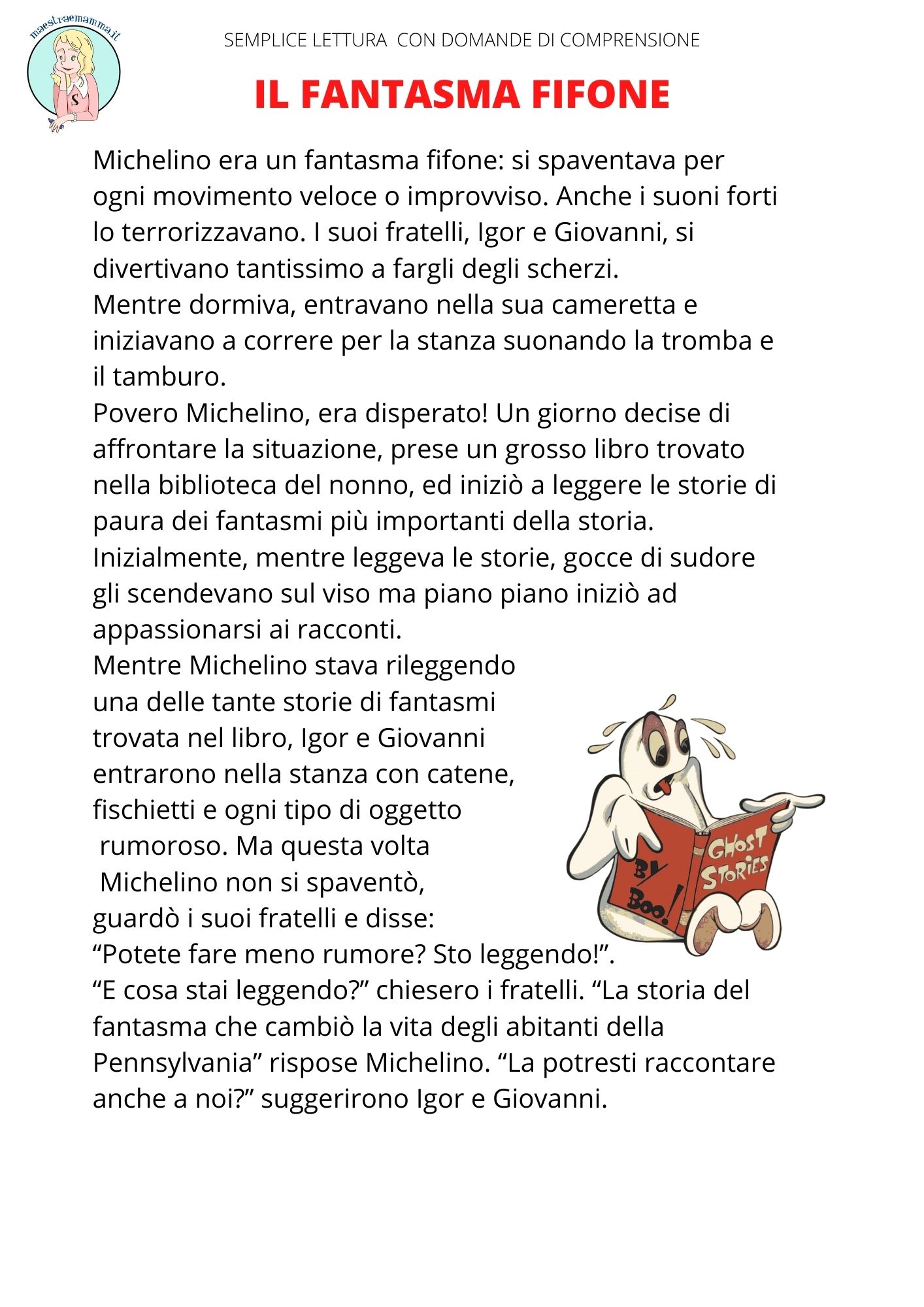 Storia di Halloween per gli alunni di scuola primaria con domande di comprensione