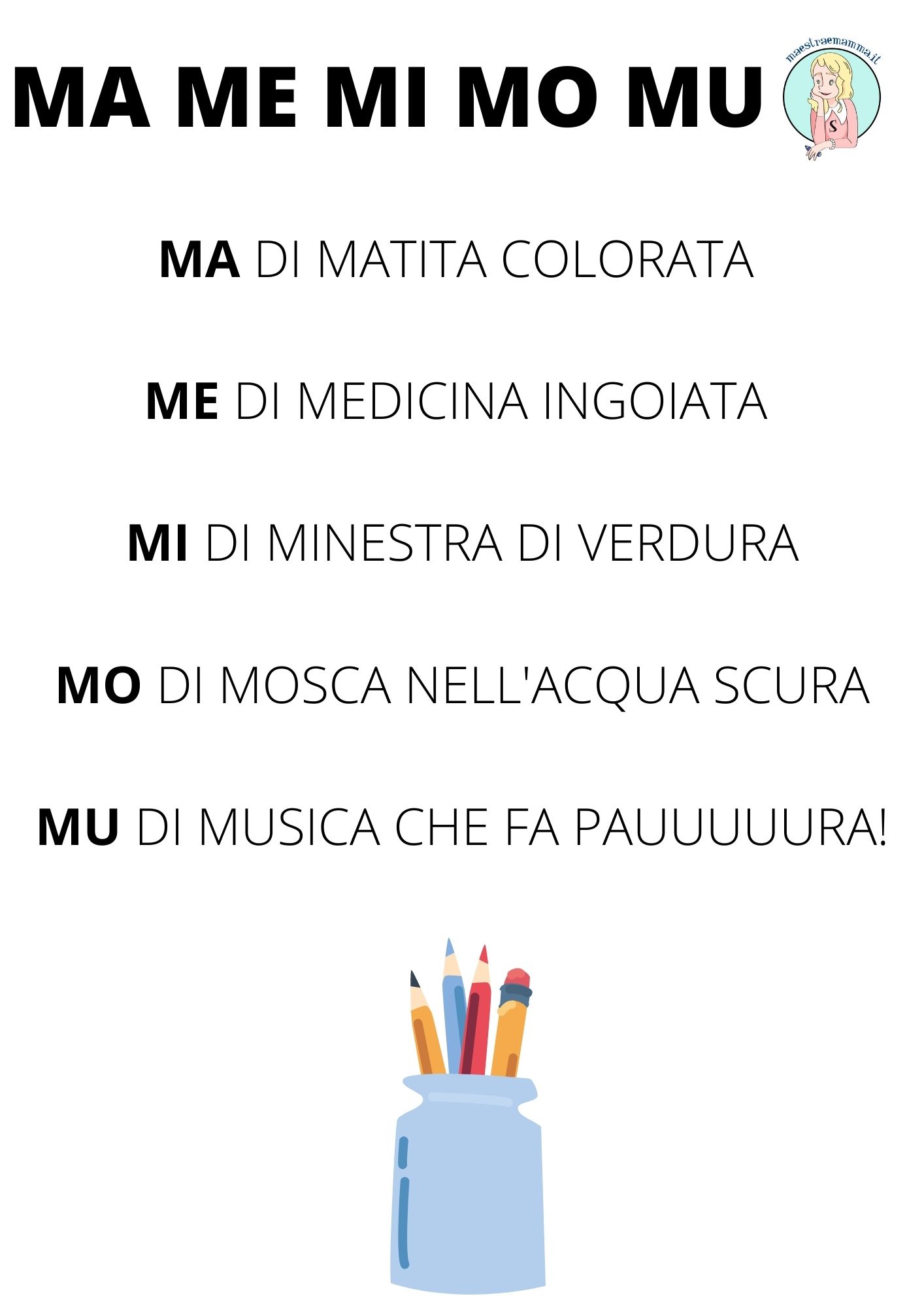 ma me mi mo mu scuola primaria attività