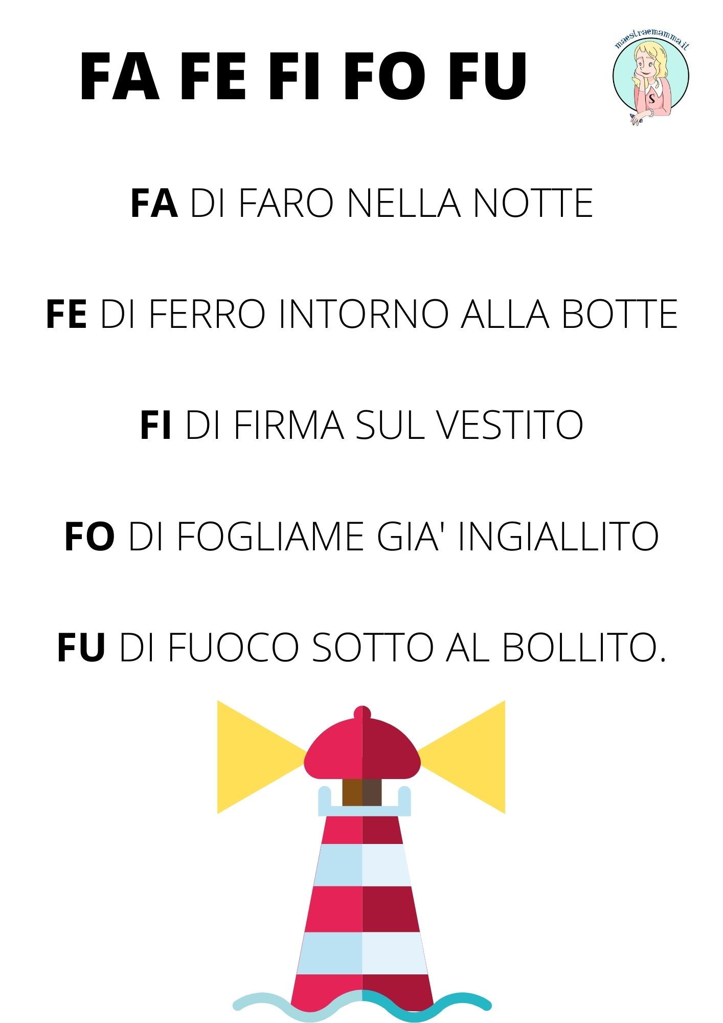 sillabe scheda didattica fa fe fi fo fu sillabe